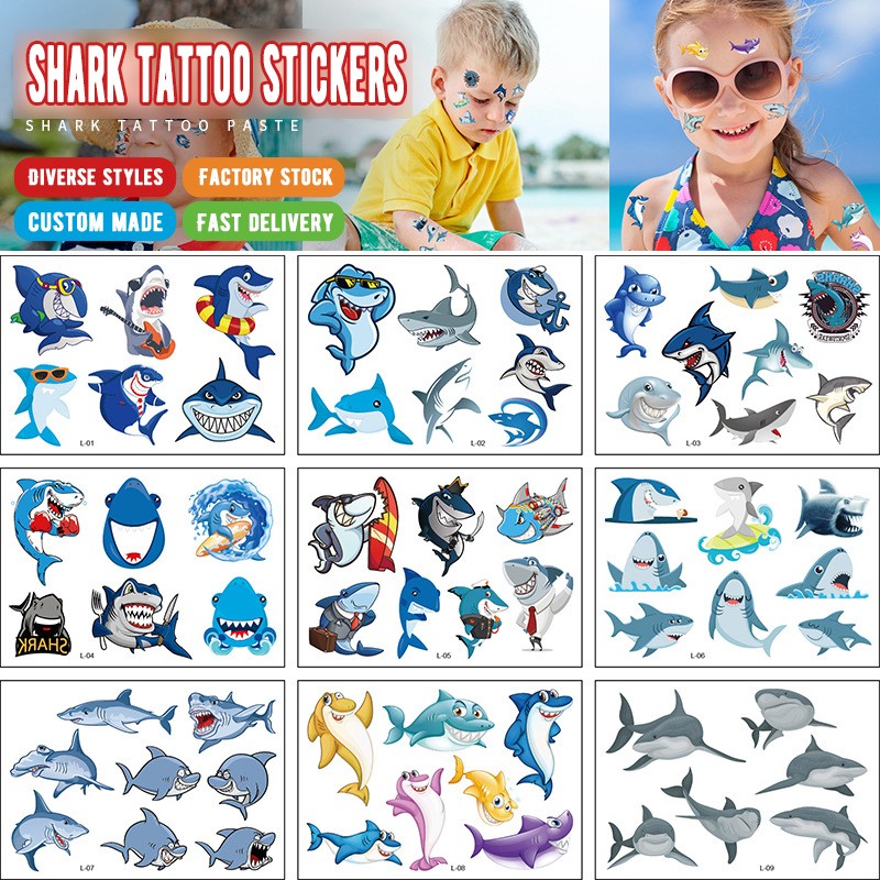 Best of 12 Waterproof Children's Cartoon Tattoo Stickers Shark Series Tattoo Stickers Cartoon Car Children's Waterproof Tattoo Stickers Reviews & Tips