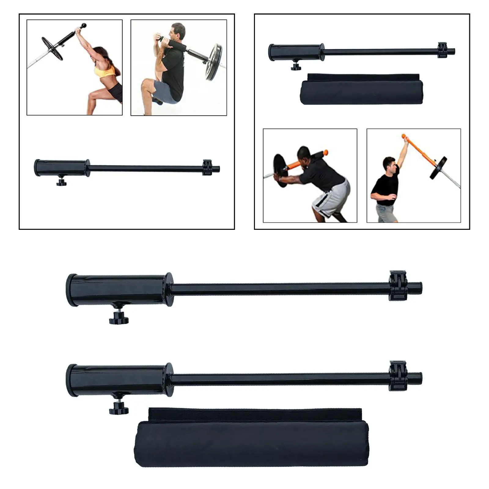 Fitness Barbell Bar Insert Row Attachment Muscles Squats Hamstrings