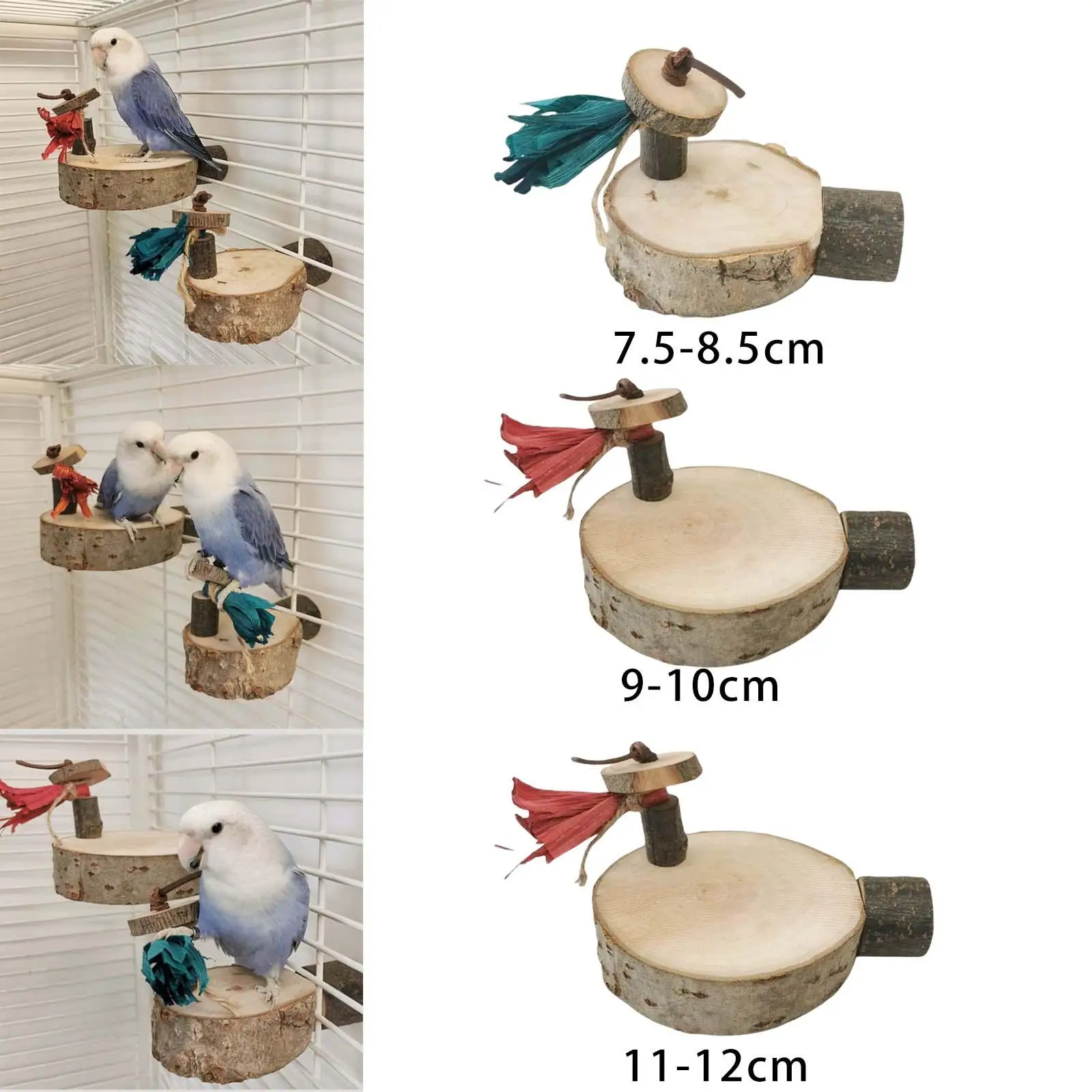 Natural Wood Parrot Perch Stand Cage Accessories Rack Platform Bird Perches for Parakeets Lovebirds Budgies Conure Play Toy