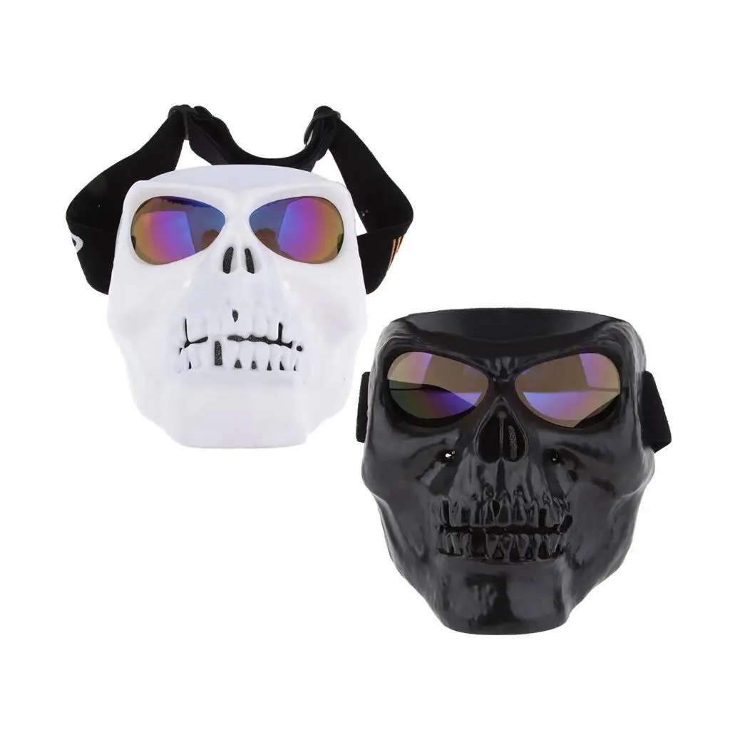 2Pieces Goggles Glasses Face   Riding Protector Skull  