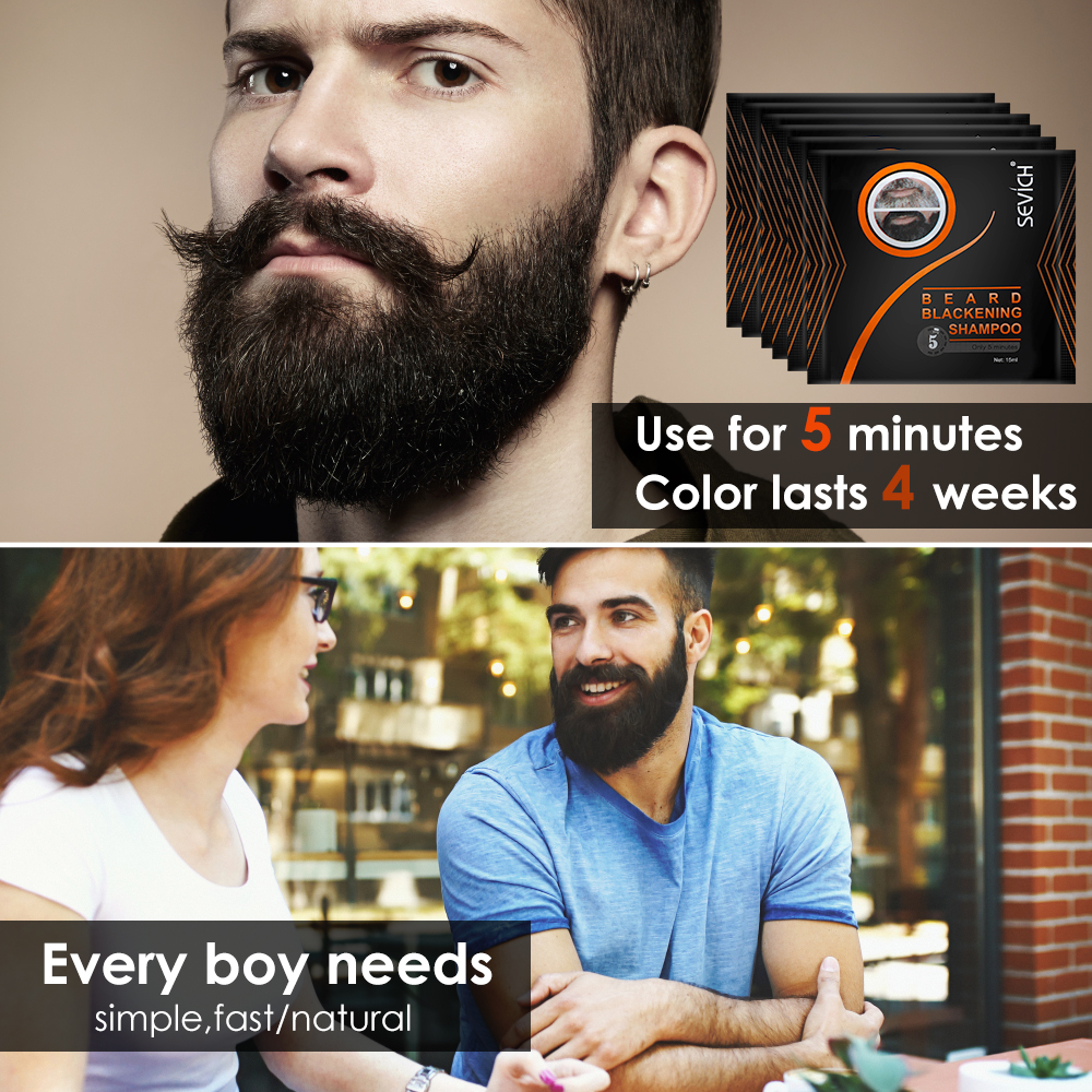 Best of 5 / 10PCS Natural Beard Hair Dye Shampoo Portable 5 Minute Fast Blackening Color Tint Cream Moustache Shampoo For Men Dropshipping Reviews & Tips - Image 3