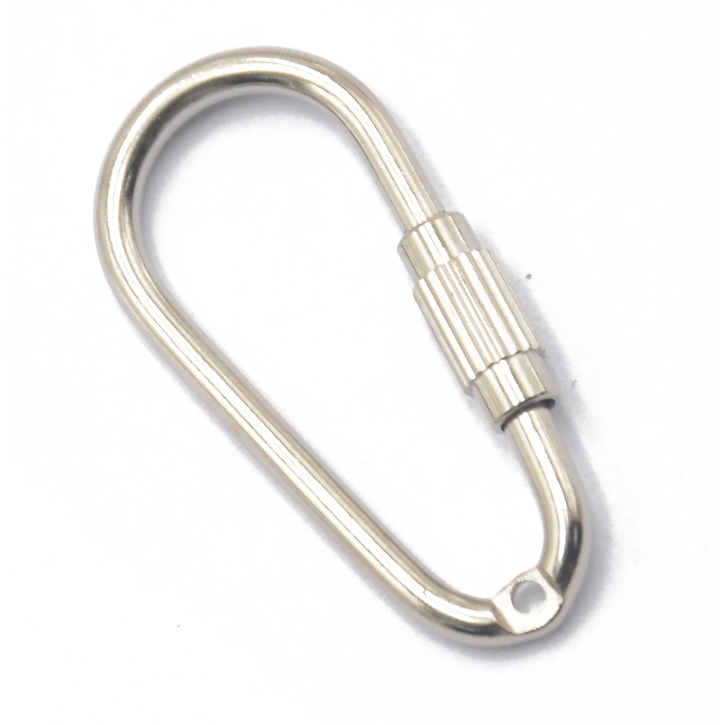 Steel Carabiner Generic D Shape Steel Screw Locking Carabiner Key Ring Clasp Clip Hook Pack of 10 Carabiner Key Ring
