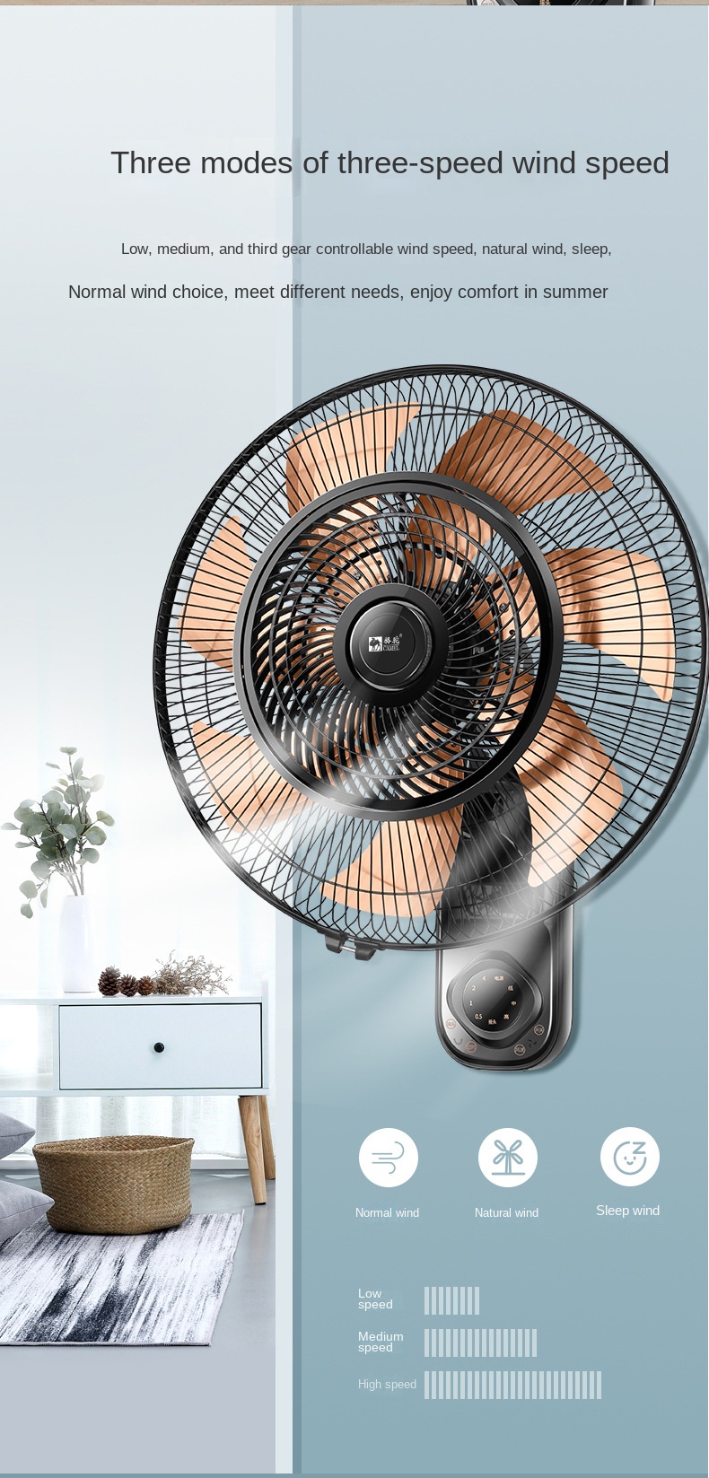 Title 6, 16/18 /20 Inch7 leaves Wall Mounted ElectricFan...