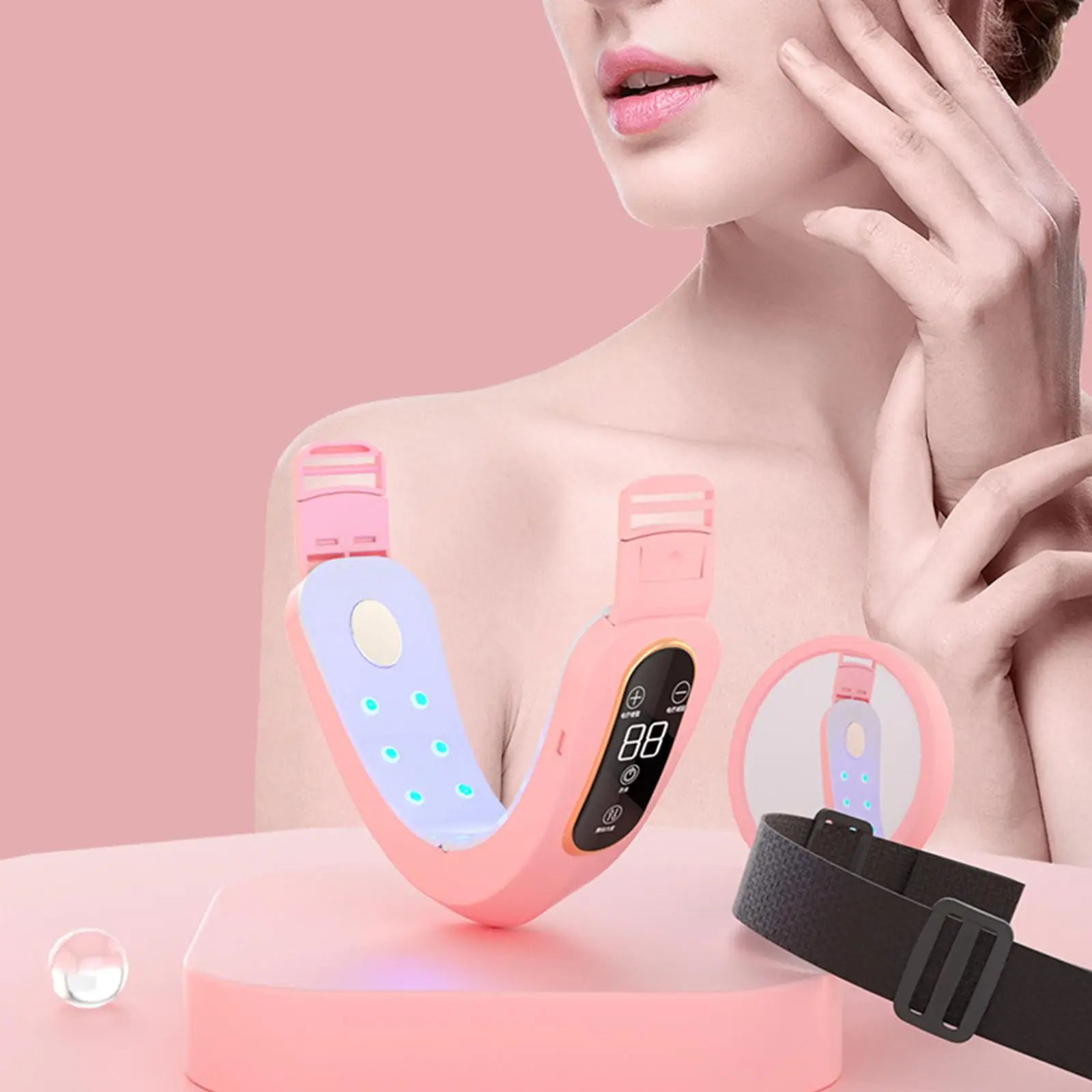 V Face Machine Beauty Device Red Blue Light Painless Electric Face Slimming Strap for Sagging Reduce Double Chin Firming Women
