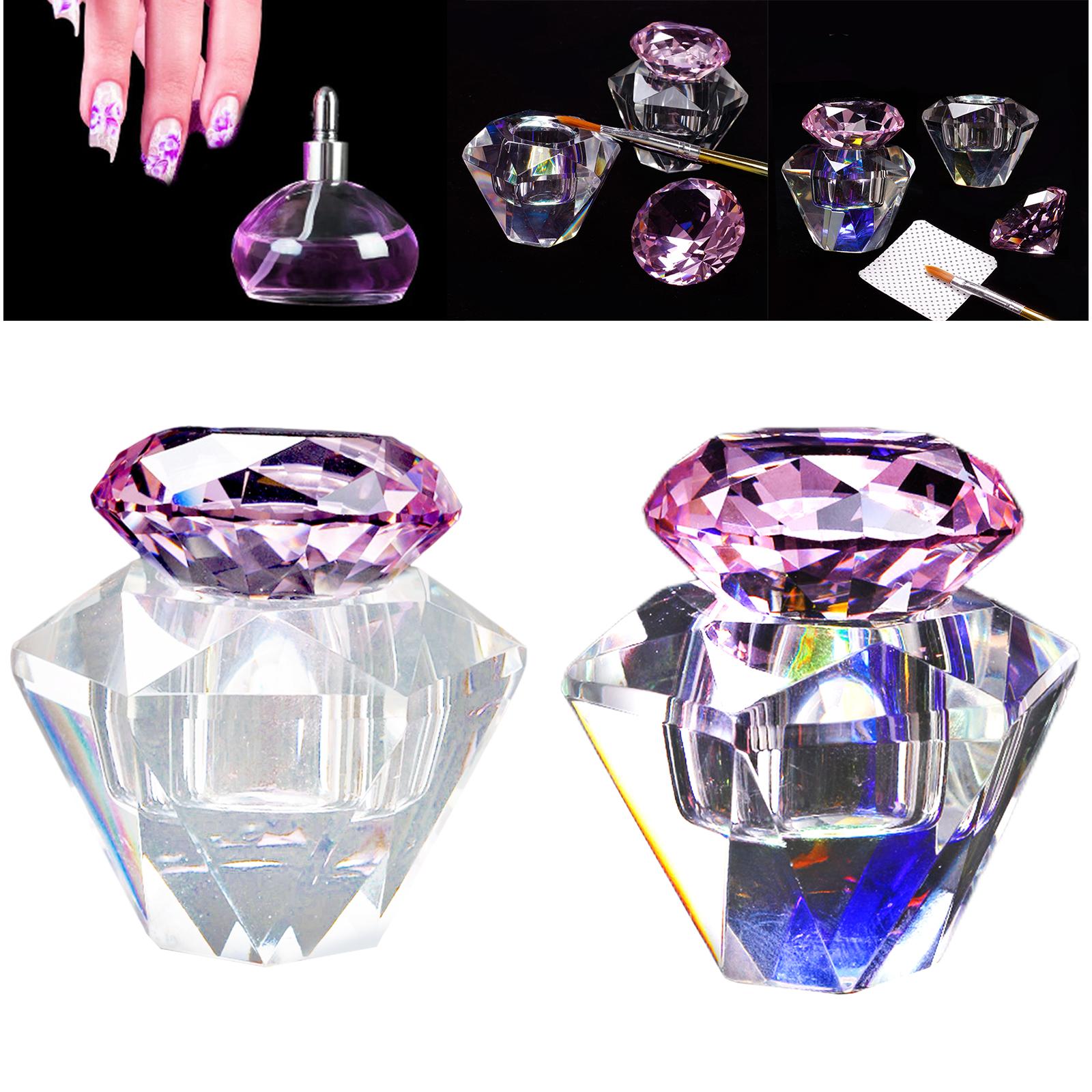 Glass Nail Art Cup with Lids Manicure Care Tools Crystal Glass Jar for Holding Acrylic Liquid