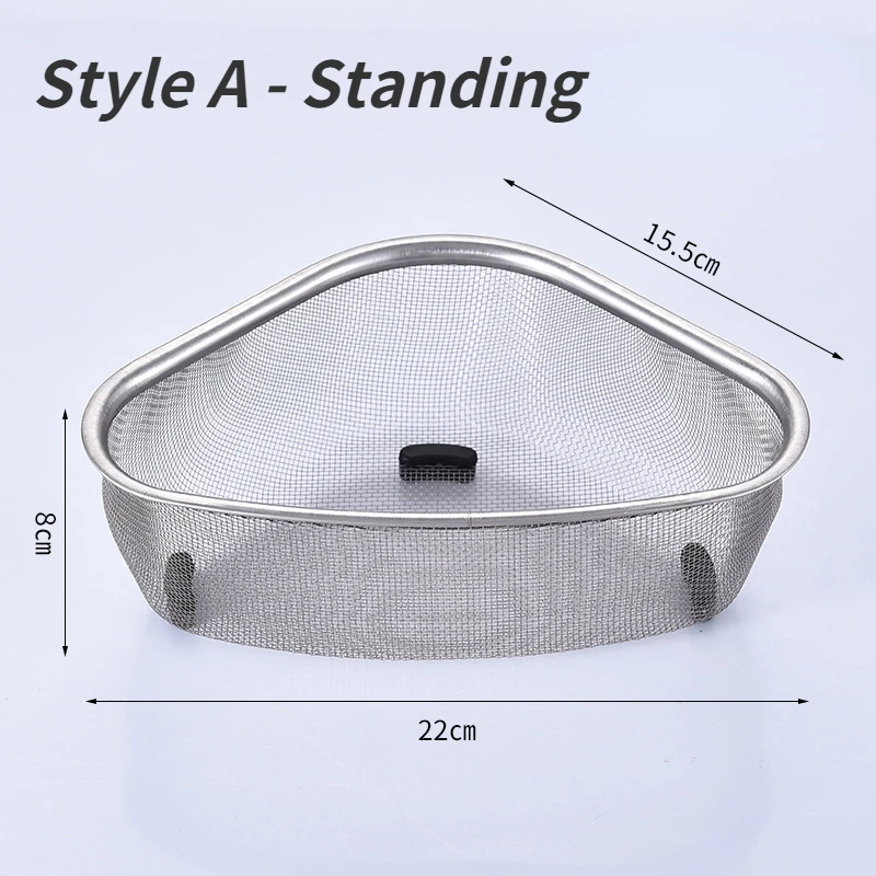 Sink Filter Drain Rack Stainless Steel Kitchen Sink Filter Mesh Bag Stand  Waste Garbage Net Shelf Sink Corner Mesh Strainer