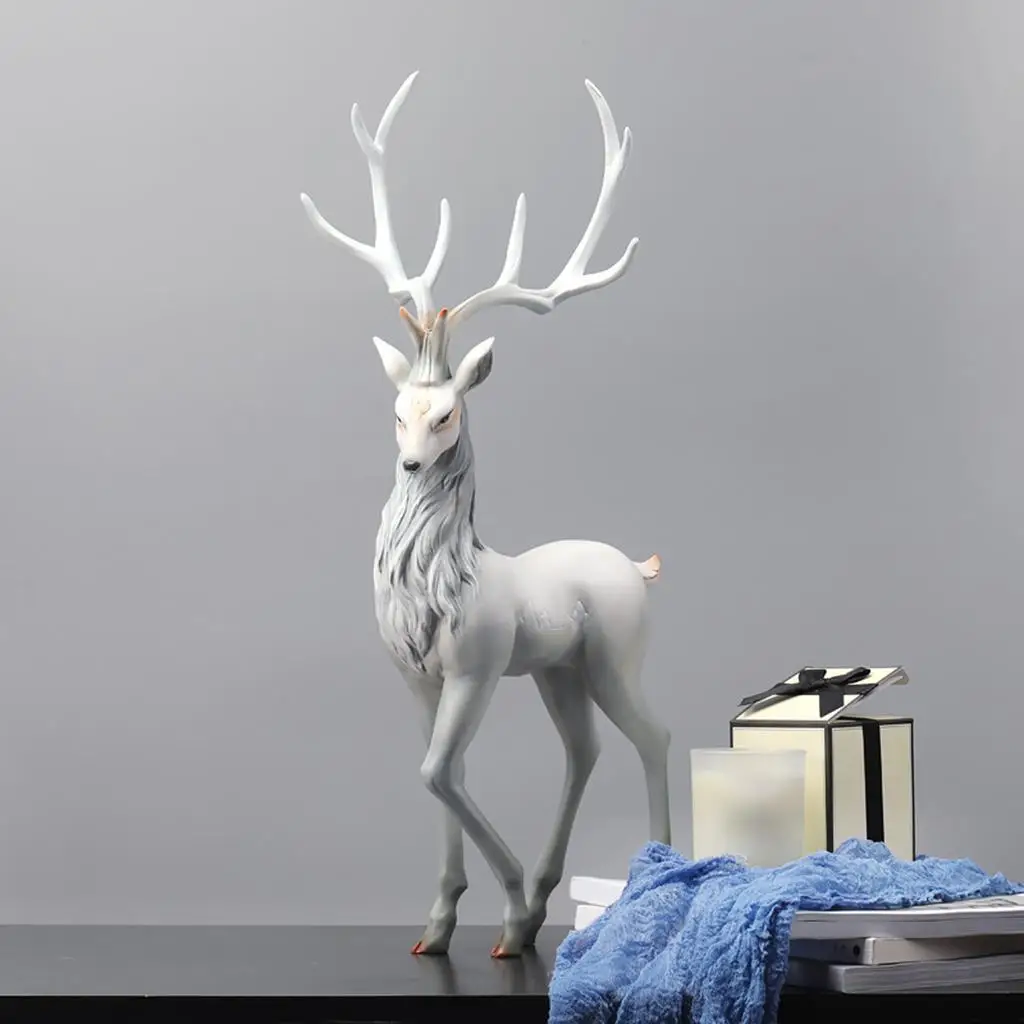 Resin Deer Decoration Collectible Reindeer Ornaments for Office Window Gifts