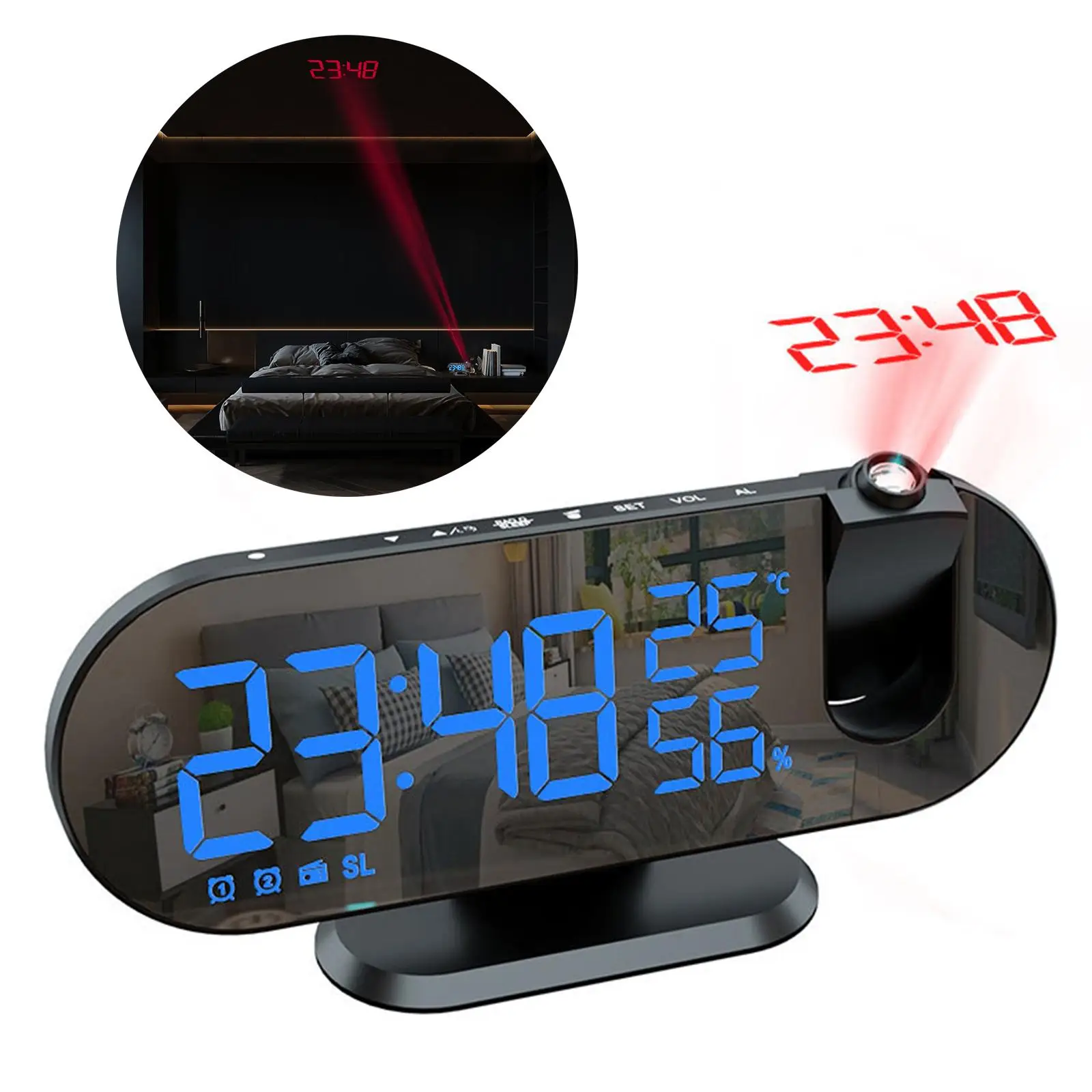 Digital Alarm Clock Projector for Bedroom, LED Alarm Clock Projection on Ceiling