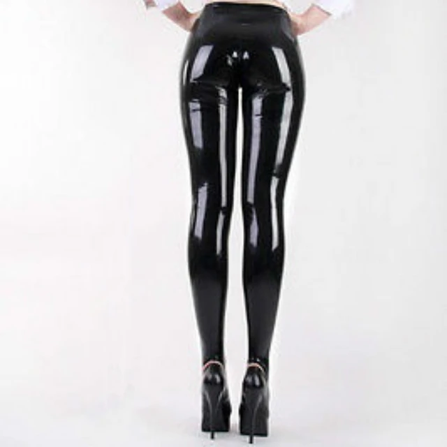 Latex Pants Rubber Black Women Handsome Tights Trousers Sexy Zipper Size XS-XXL  - AliExpress