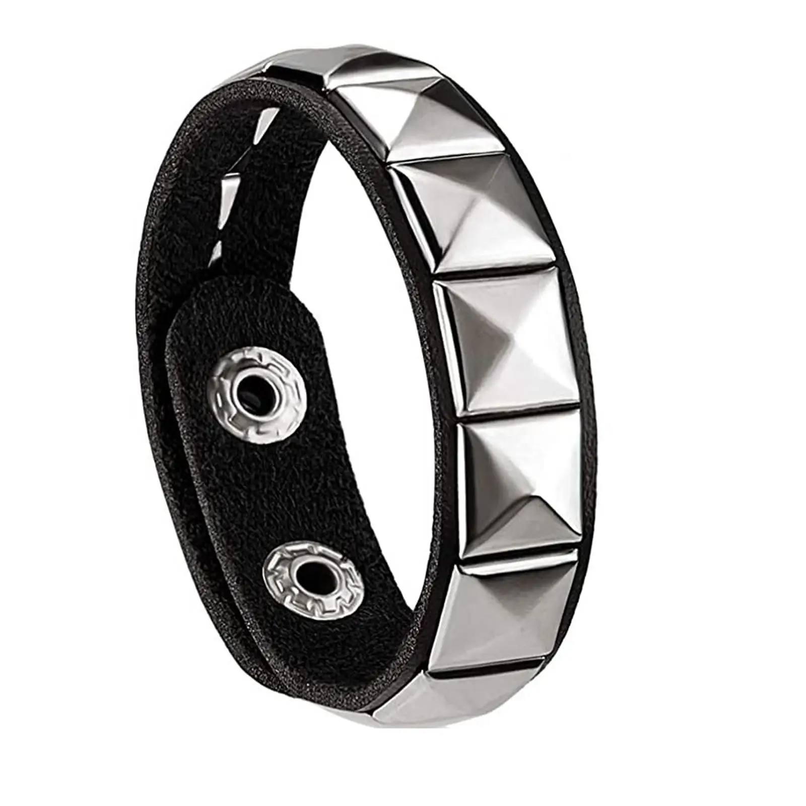 3Pcs Gothic Studded Punk Bracelet for Men Armband Fashion Pyramid Wristband for Party Proms Jewelry Cosplay Costume Multi Layers