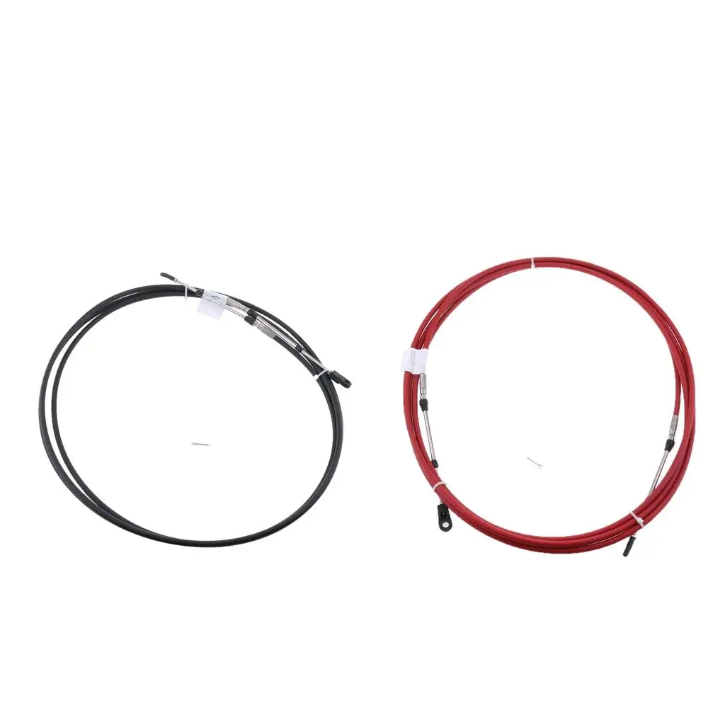 2pcs Throttle Line Clutch Cable/ Wire  Outboard, 10-32UNF Thread End, Stainless Steel, 18FT ()