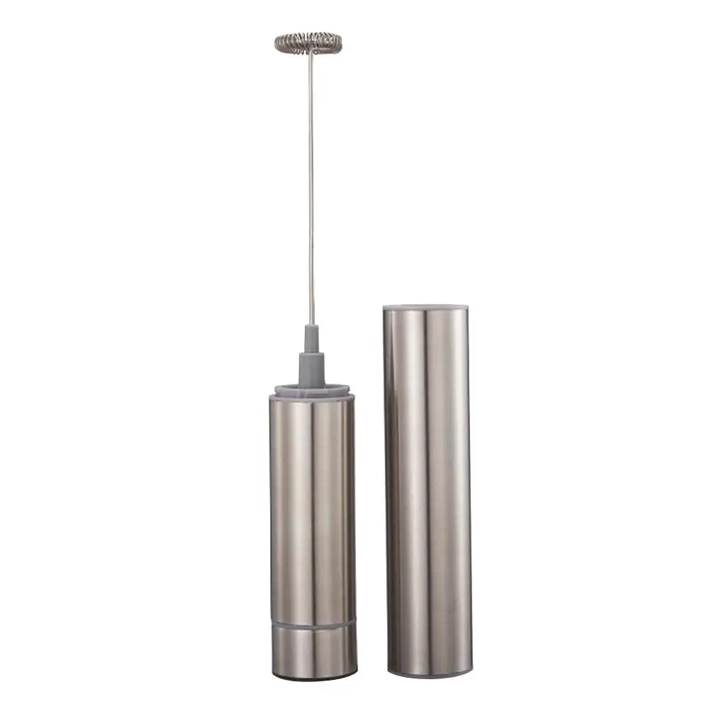 Electric Stainless Milk Frother with Single Spring Whisk Head & 