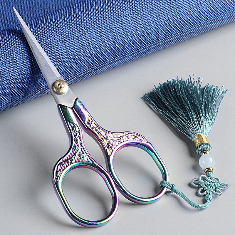 Vintage-Bastelschere aus Edelstahl mit quadratischem Griff, Haushalt, DIY-Stickgarn zum Nähen, Schneiden von Stoff mit chinesischem Knoten – Detail 8
