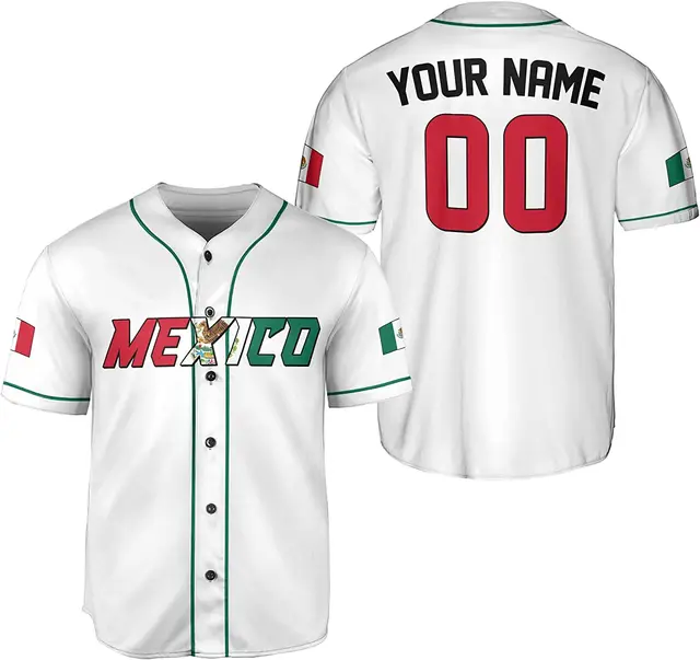 2023 Mexico Baseball Jersey 3D Print Mesh Free Custom Name Baseball Shirt Men's Street Oversize