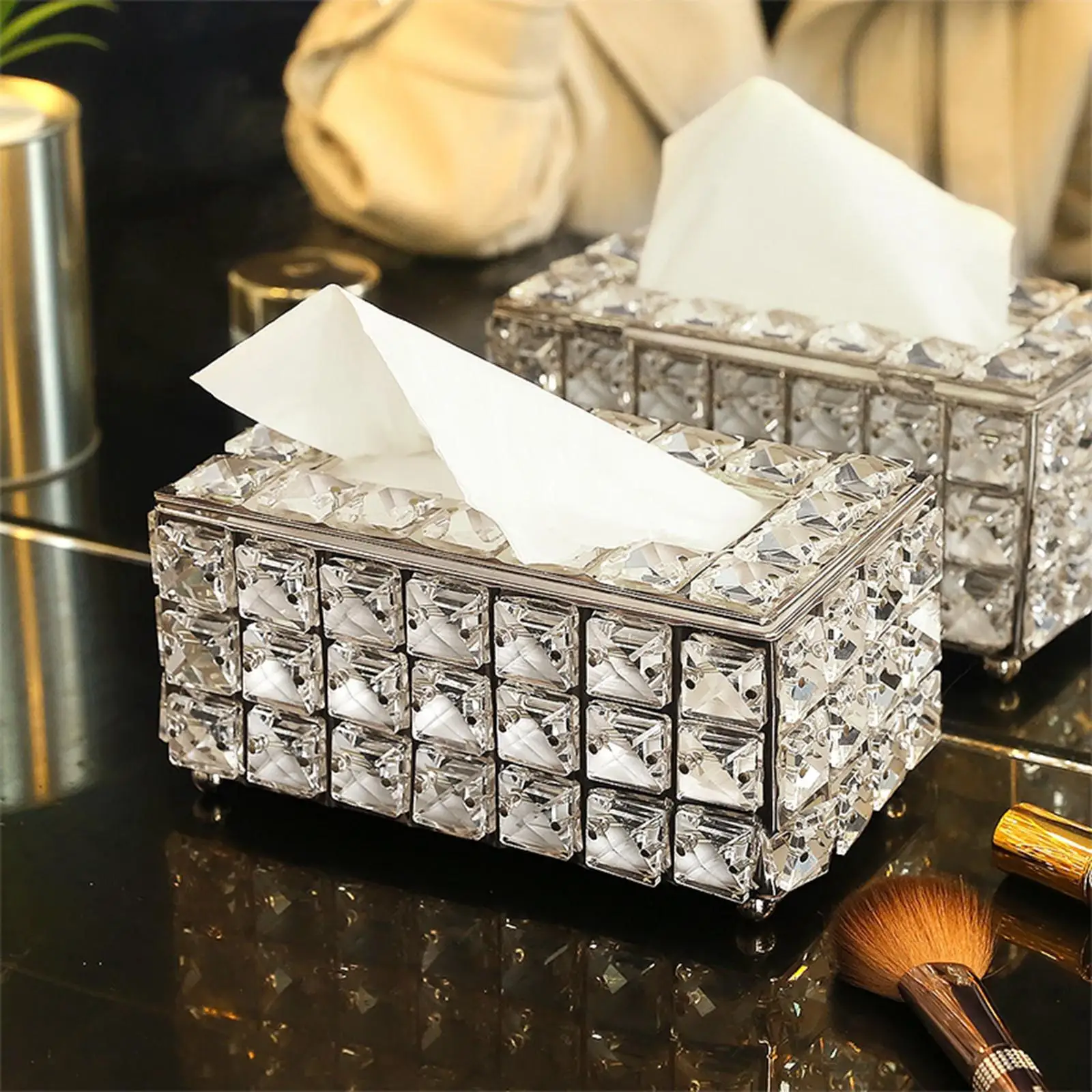 Shiny Tissue Box Covers Elegant Napkin Toilet Paper Holder Home Office Decor
