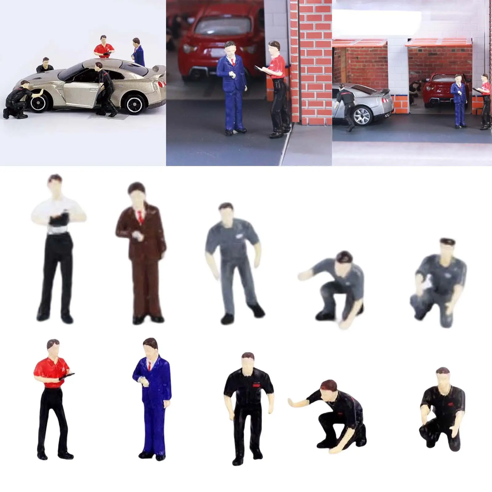 5Pcs Hand Painted 1/64 Repairman Figures People Model Layout Miniature Scenes Diorama Scenery Movie Props S Scale Ornaments