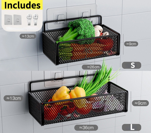 Kitchen Storage Rack Wall-Mount Storage Basket Wall Punching Condiment  Container Onion Ginger Garlic Hanging Drainage Baskets - AliExpress