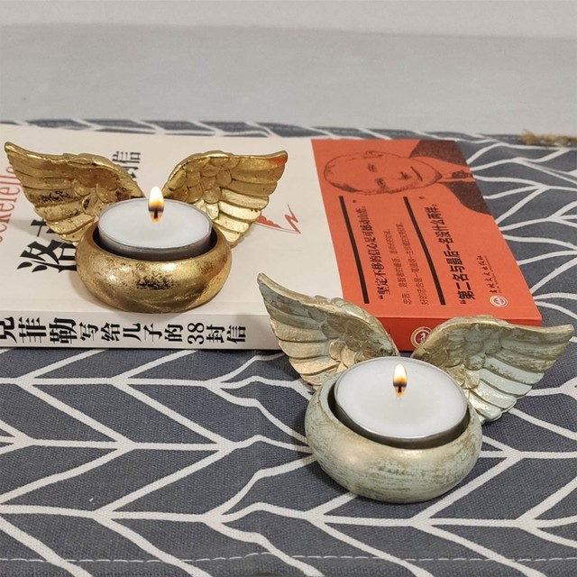 Portavelas de resina con alas de ángel para el hogar, candelabro con taza  para sala de estar, mesa de comedor, decoración romántica, decoración  religiosa, Mem - AliExpress