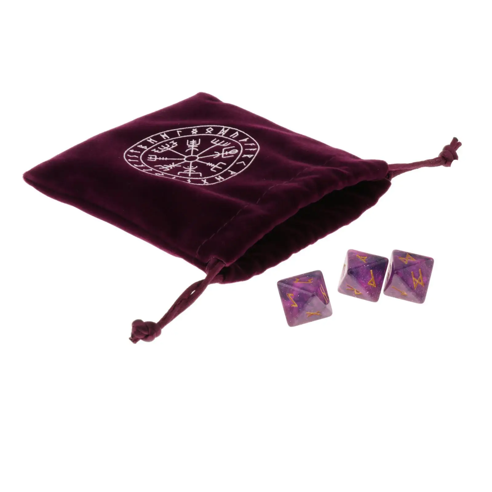 Star Sky Tarot Polyhedral Divination Dice Astrology with Drawstring Bag for