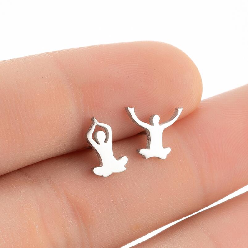 SMJEL Sport-Ohrringe für Damen, Edelstahl, Yoga-Ohrstecker, Baseball, Fußball, Skaten, Fahrrad, Basketball, Volleyball, Schmuck – Detail 2