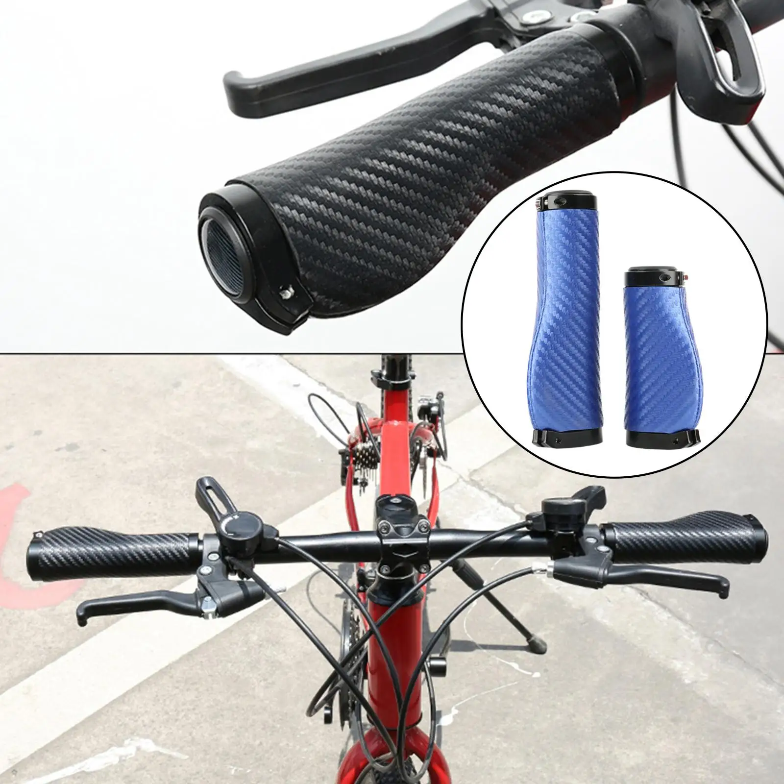 2x PU Mountain Bike Handlebar Grips Lockable Anti Skid Bar Grips