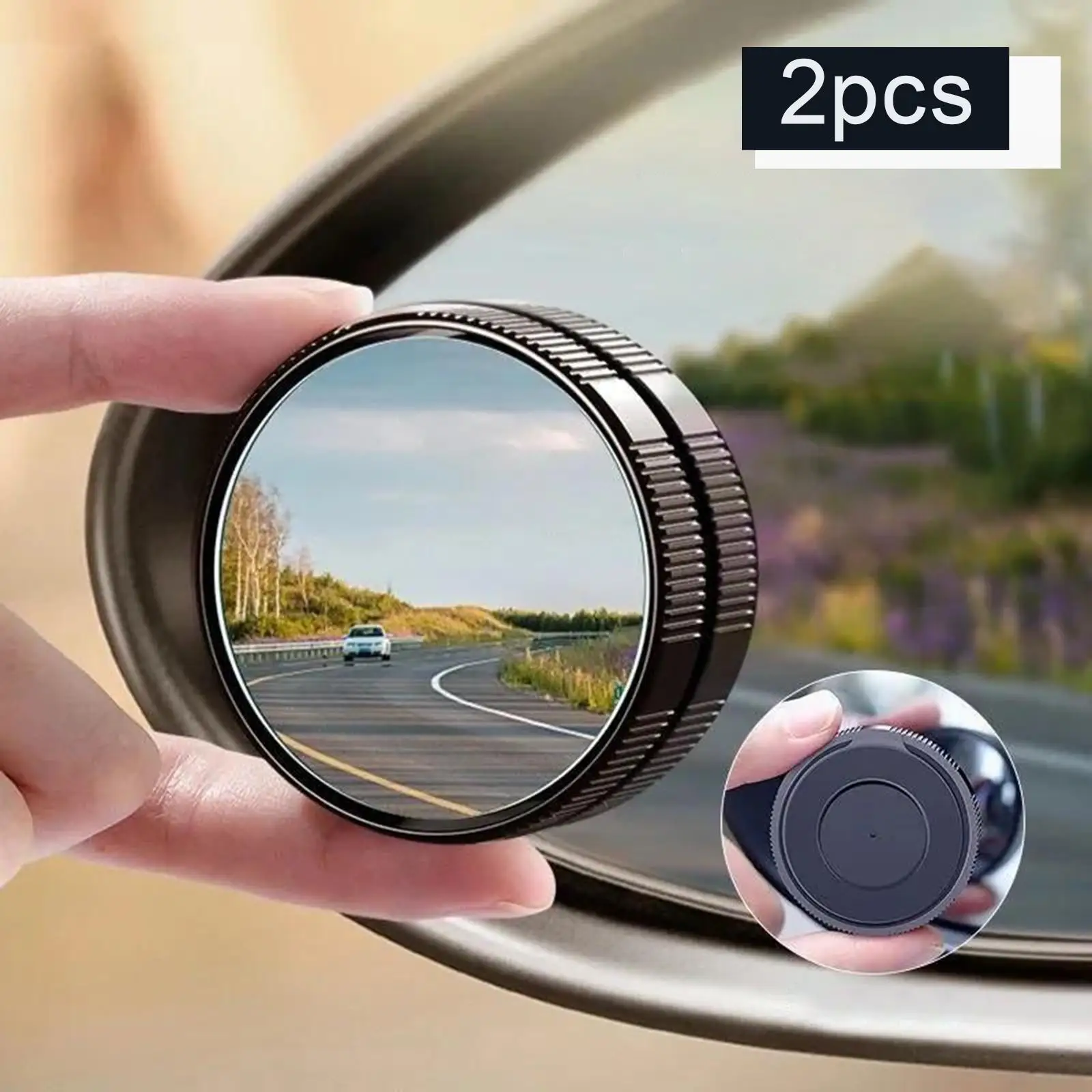2x Round Spot Mirrors, Side Rearview Mirror 360° Wide
