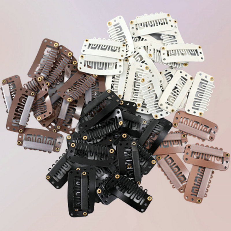 10 teile/los 9-zähne Haar Verlängerung Clips Perücke Clips Kämme Snap Clips mit Gummi für Haar Verlängerung Toupet DIY Styling Werkzeug 28/32mm – Detail 1