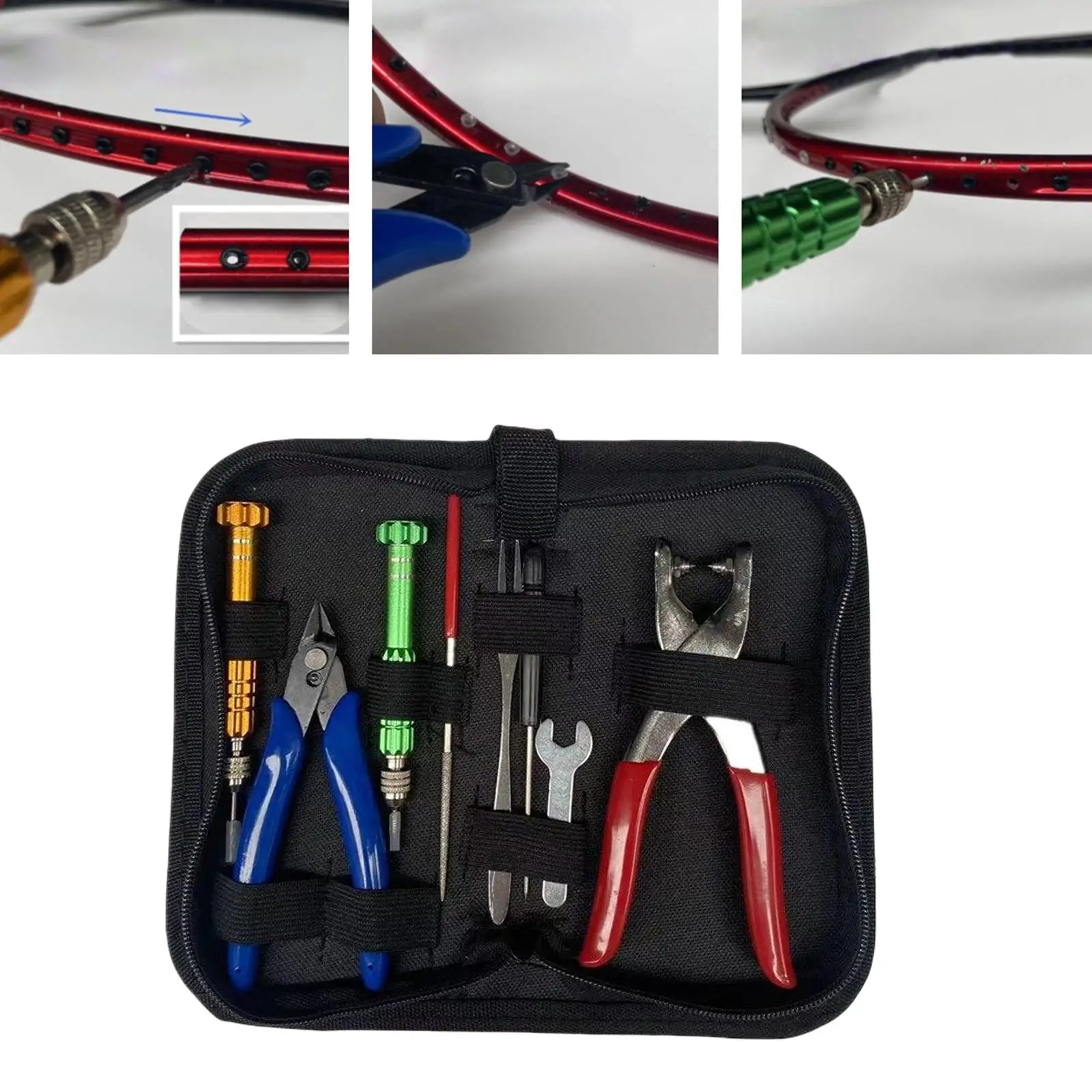 Starting Stringing Clamp Tool Kit Storage Bag Starter Badminton Racket Cold Press Plier for Tennis Racket Repairing Replacement
