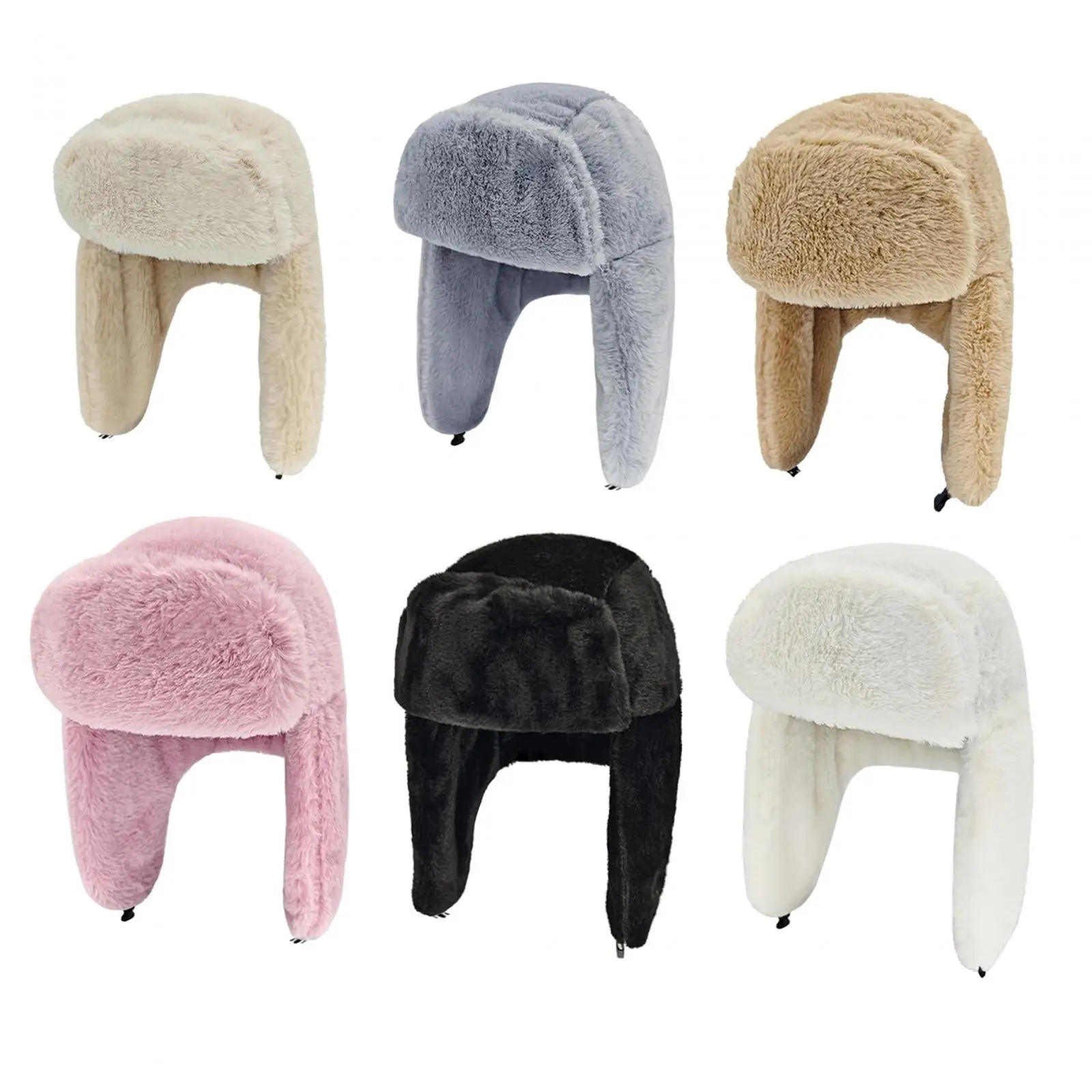 Winter Trapper Hats with Ear Flaps Cold Weather Thickened Plush Ski Caps Winter Warm Hat for Adults Unisex Skiing Hiking Skating