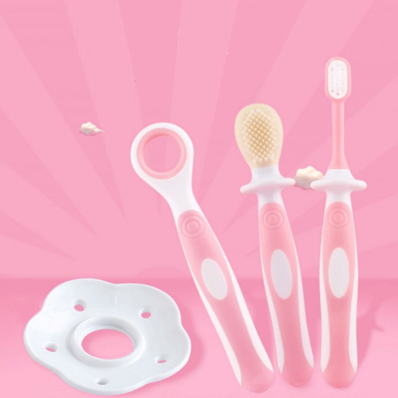 Nowborn Zahnbürste Beißring Zungenreiniger Schaber Blau Rosa Grün A2UB – Detail 8