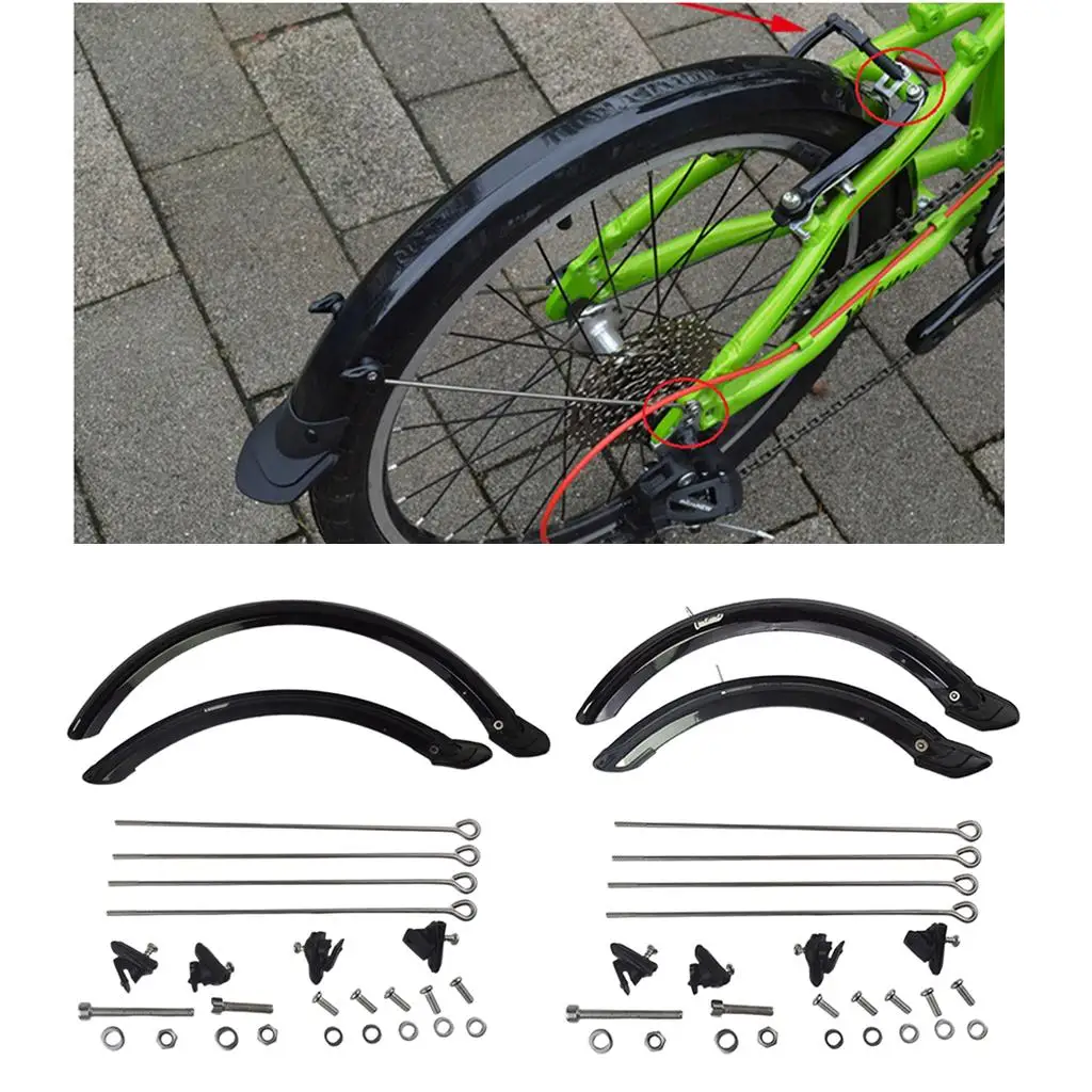 Durable Folding Bike Mud Guard 14`` 20`` Wheel Bicycle V-Brake Front Rear Mudguard Set Accessories
