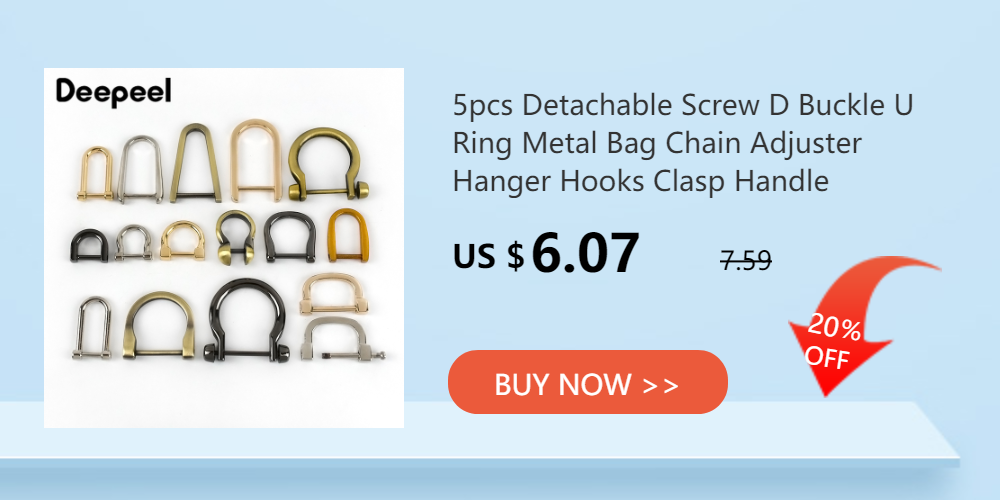 5Pcs Detachable Screw D Buckle U Ring Metal Bag Chain Adjuster Hanger Hooks Clasp Handle Connector DIY Bags Hardware Accessories