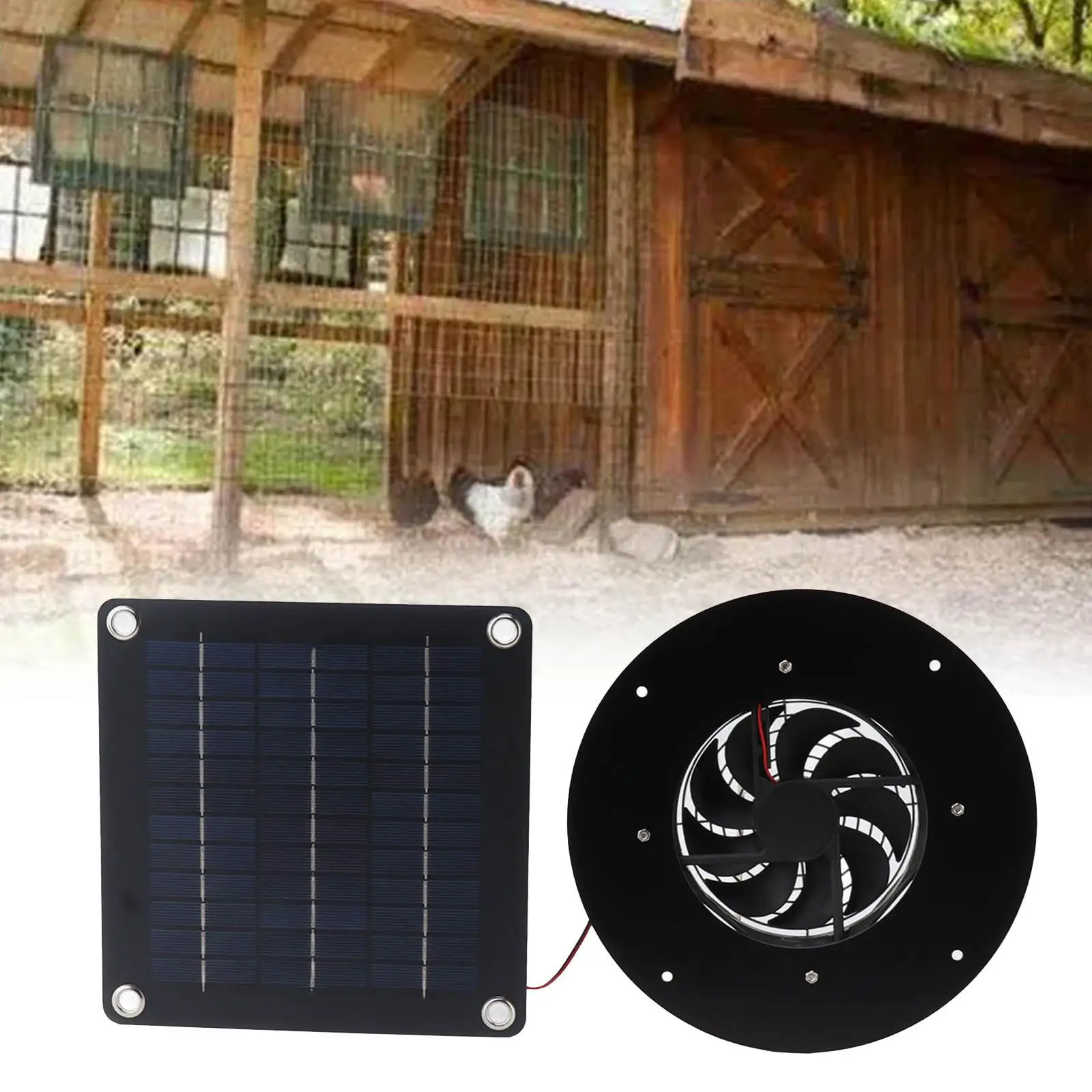 Solar Panel Fan 20W 12V Weatherproof DC Brushless Ventilation Fan Ventilator for RV Small Chicken Coop Window Outside Greenhouse