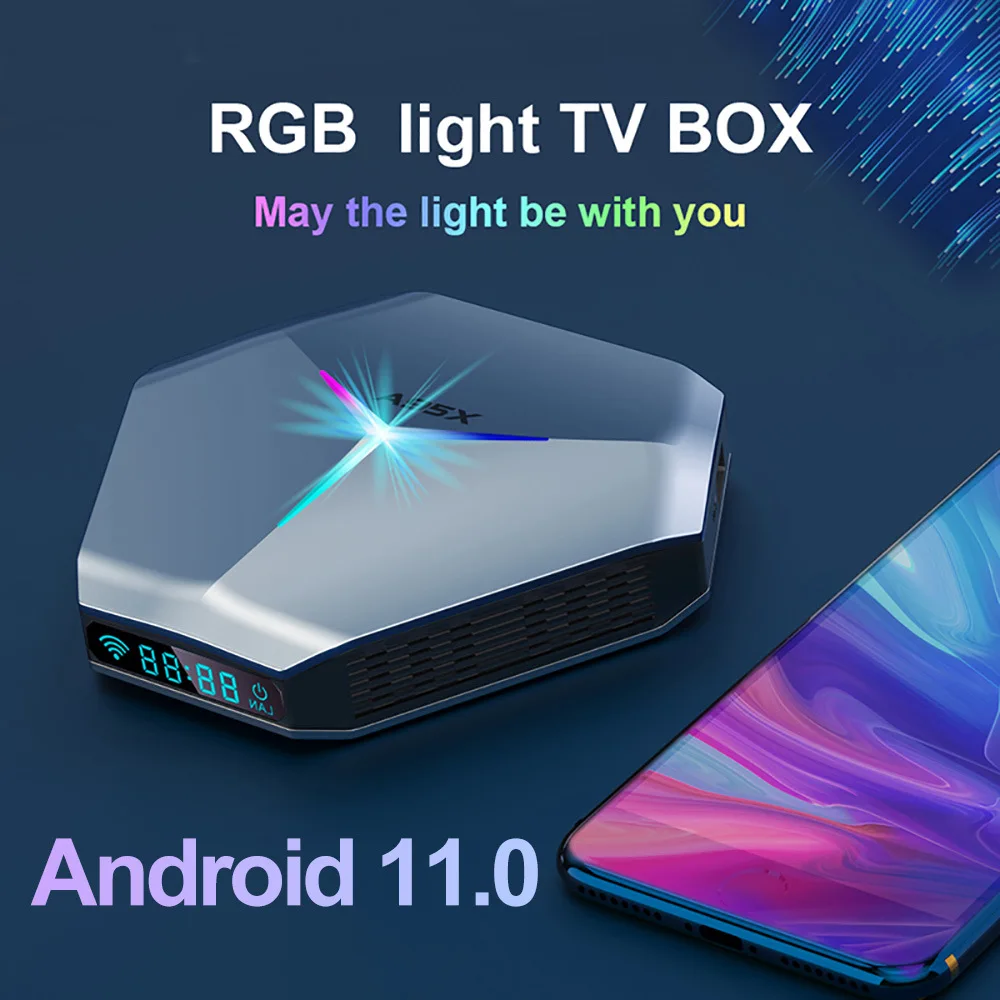 A95X F4 Android 11 RGB Light Smart TV Box Amlogic S905X4 4G 64GB 32G Wifi BT Google Play Media Player Set Top Box TV Receivers