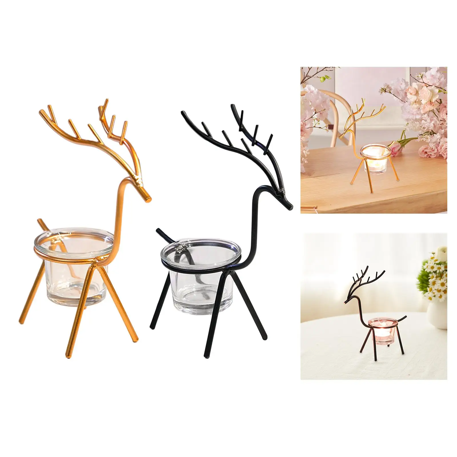 Metal Reindeer Tea Light Candle Holder Pillar Candle Holder Valentines Day Gifts for Dining Table Home Bedroom Garden Outdoor