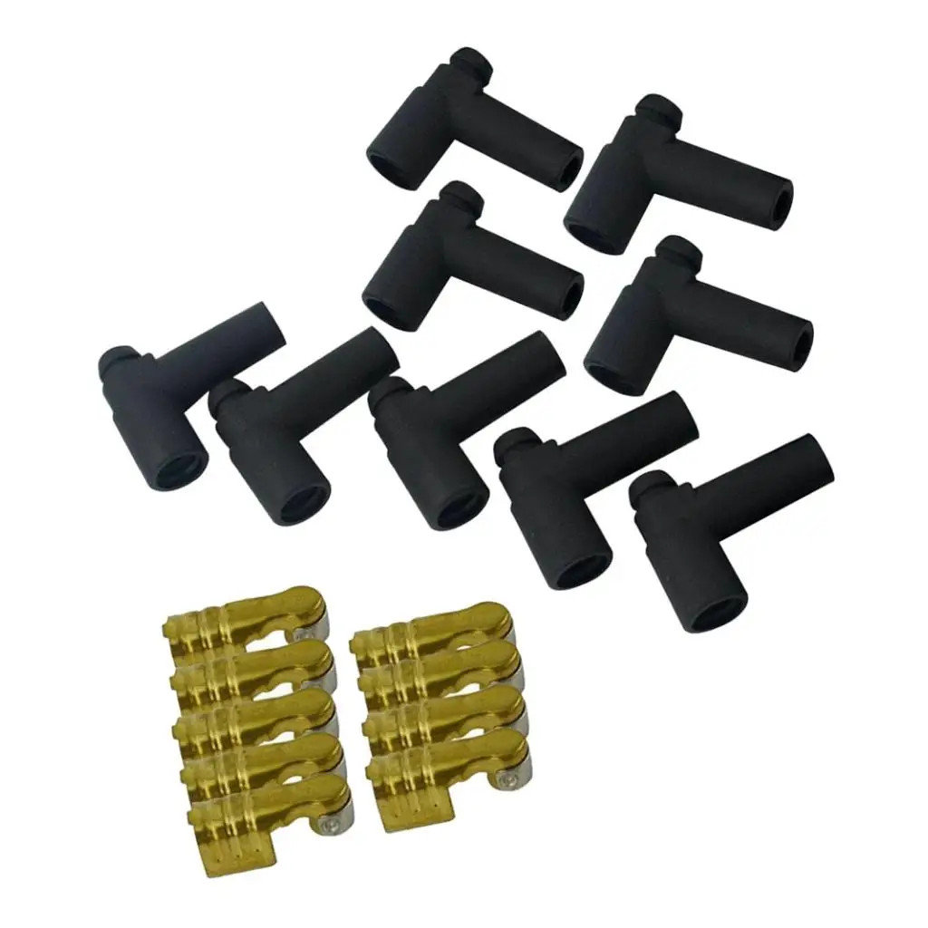 9PC Rubber Distributor Boots cover and cap Straight Terminals Ignition Din