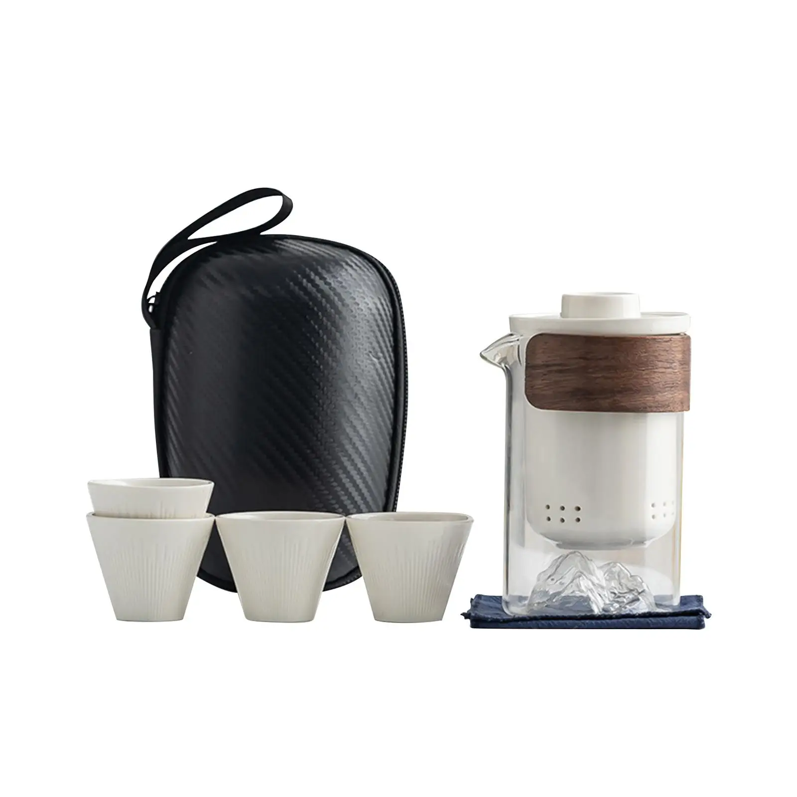 Travel Tea Set Teaware 1 Pot 4 Mini Cups Portable with Case Tea Pot