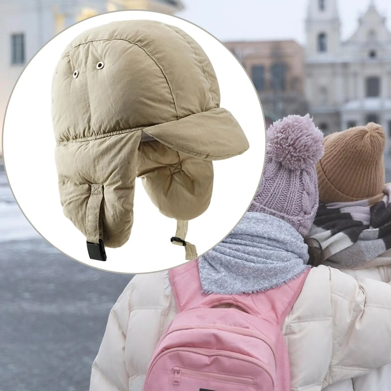 Hat with Earflaps Fashionable Baseball Cap for Women Peaked Hat Thickened Filled Hat for Hiking Skating Biking Outdoor Adults