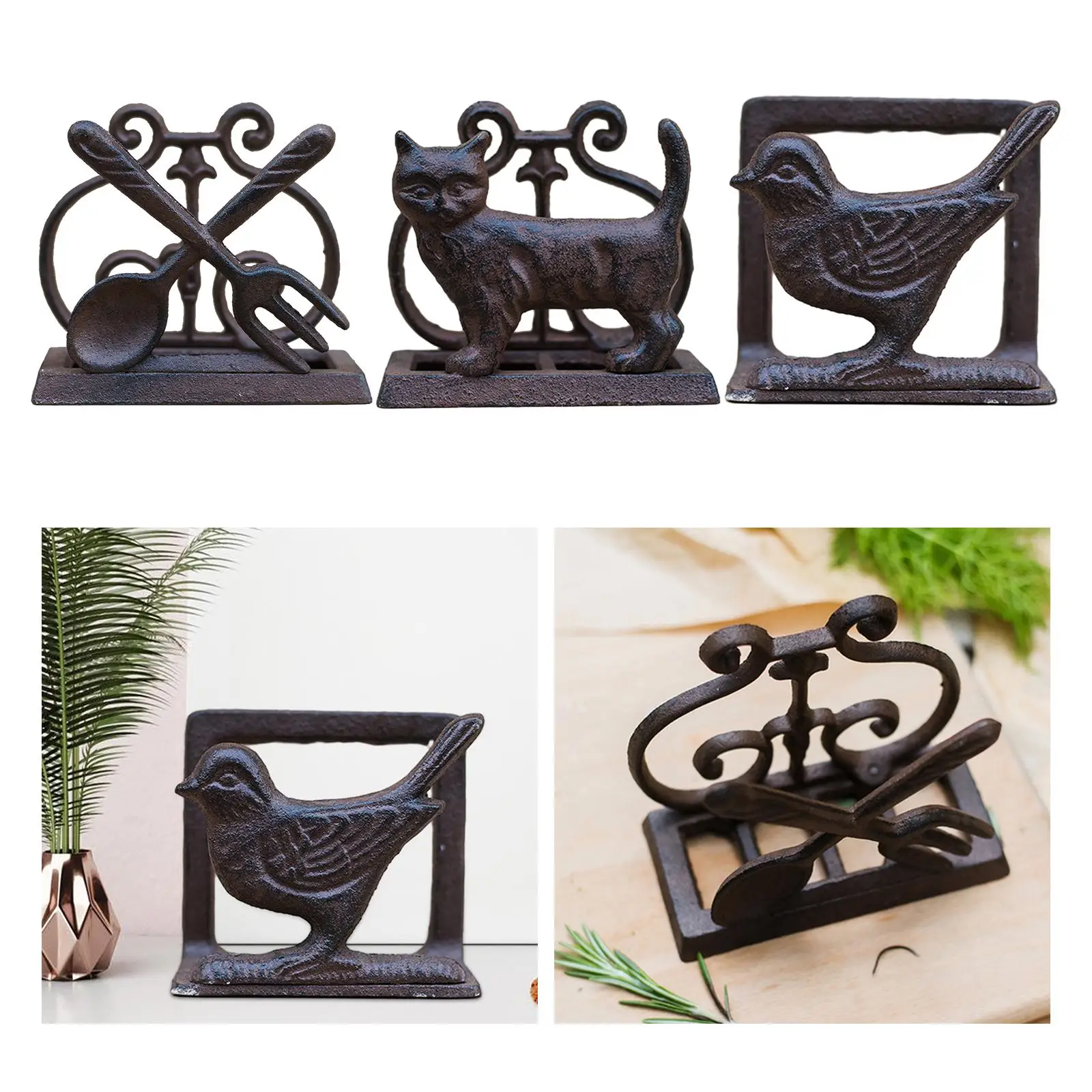 Retro Napkin Holder, Iron Napkin Storage Organizer, Creative Desktop Ornament,