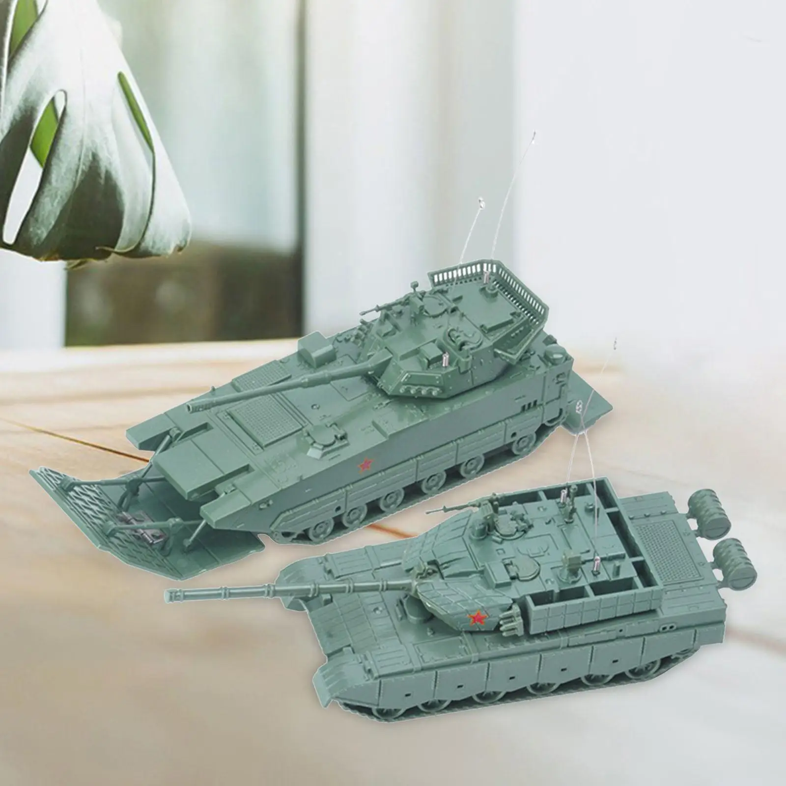 2x 1/72 Vehicles Model Set Armored Car Model Toy Tank set DIY Puzzle Educational Toy for Game Gift Holiday Birthday Party
