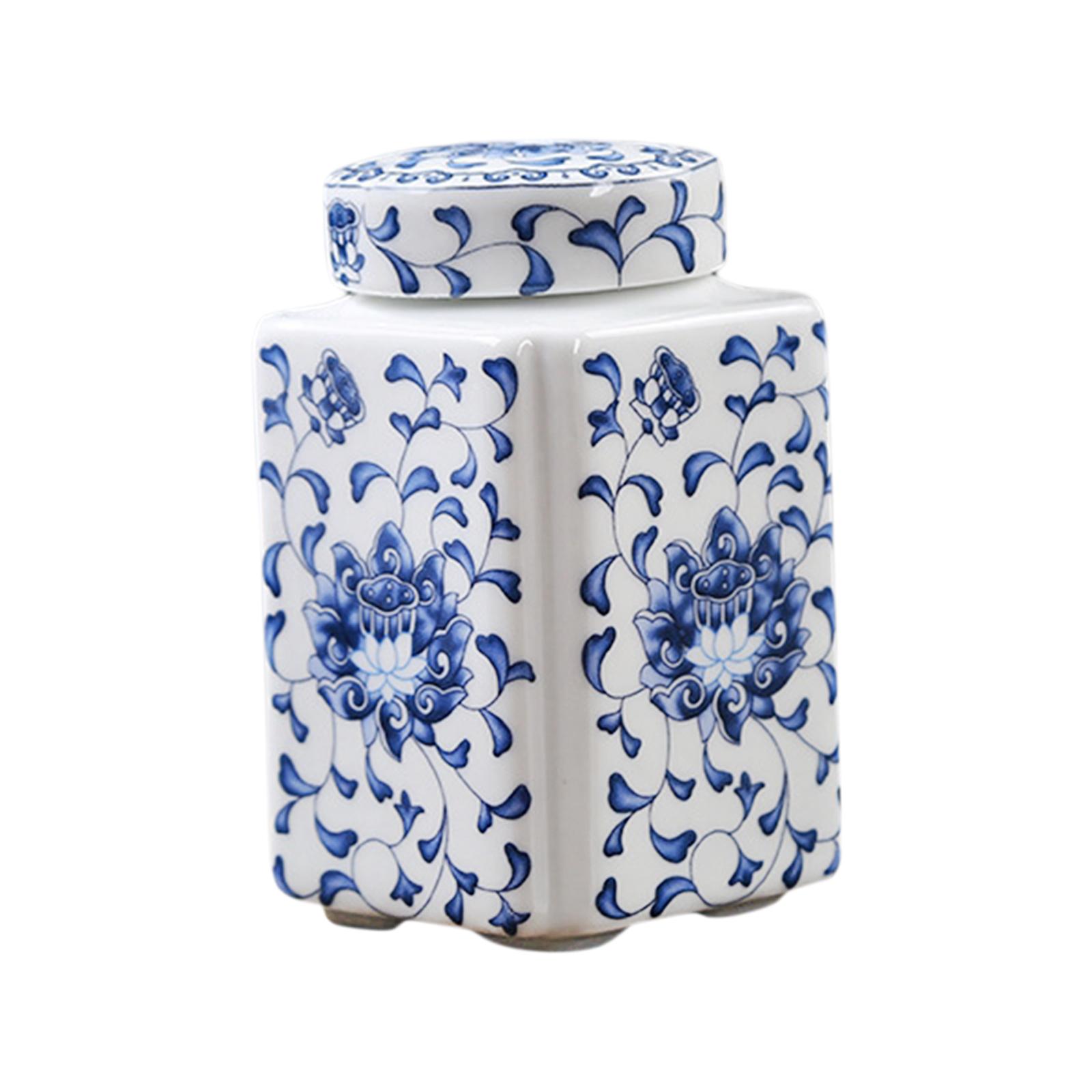 Ceramic Ginger Jar Decorative Ceramic Flower Vase Tea Storage Chinese Porcelain Temple Jar for Home Party Office Desk Decoration Ceramic Ginger Jar Decorative Ceramic Flower Vase Tea Storage Chinese Porcelain Temple Jar for Home Party Office Desk Decoration