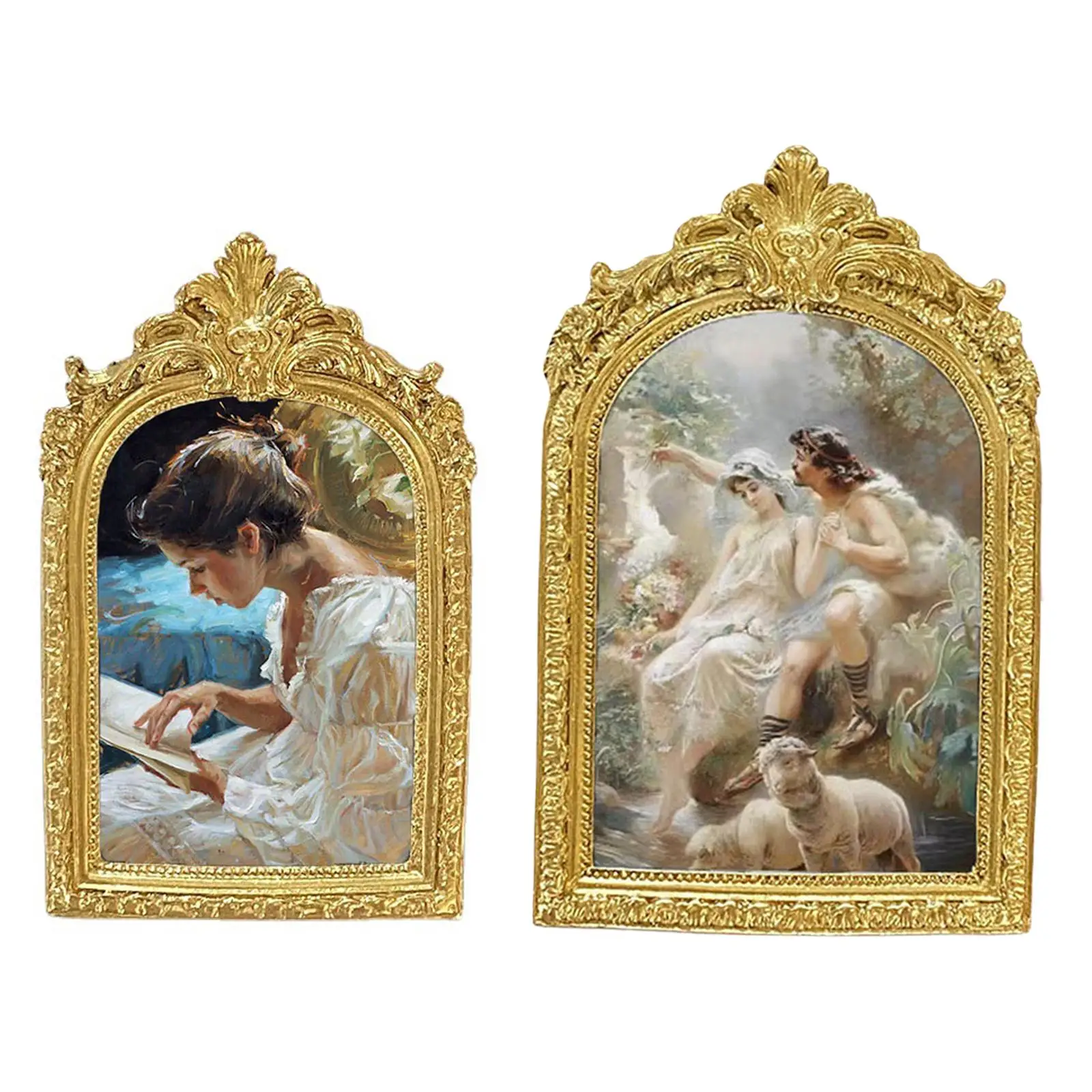 Antique Resin Photo Display Frame Old Fashioned Tabletop Wall Hanging Elegant Gift for Office