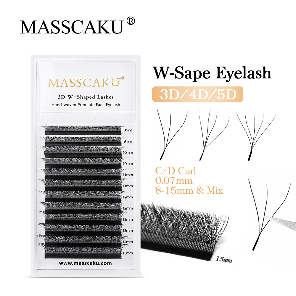 Best of MASSCAKU W Shape 3D 4D 5D Premade Volume Easy Fans Nature Soft Light Individual Lashes Clover Bloom False Eyelashes Extension Reviews & Tips