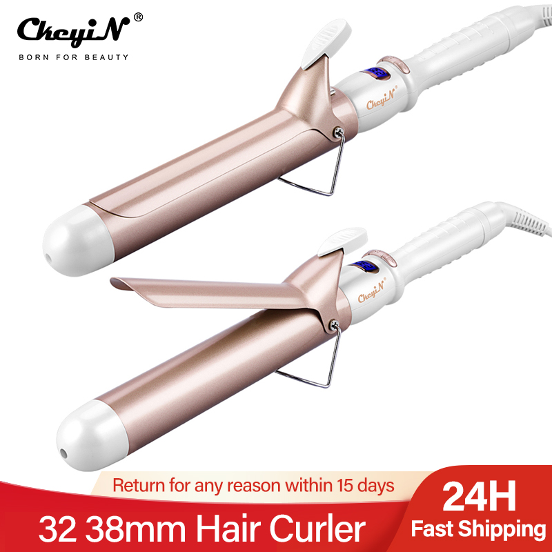 Best of CkeyiN Professional LCD Digital Hair Curler Electric Curling Iron Curling Hair Tools Curling Wand Ceramic Styling 32mm 25mm 19mm Reviews & Tips