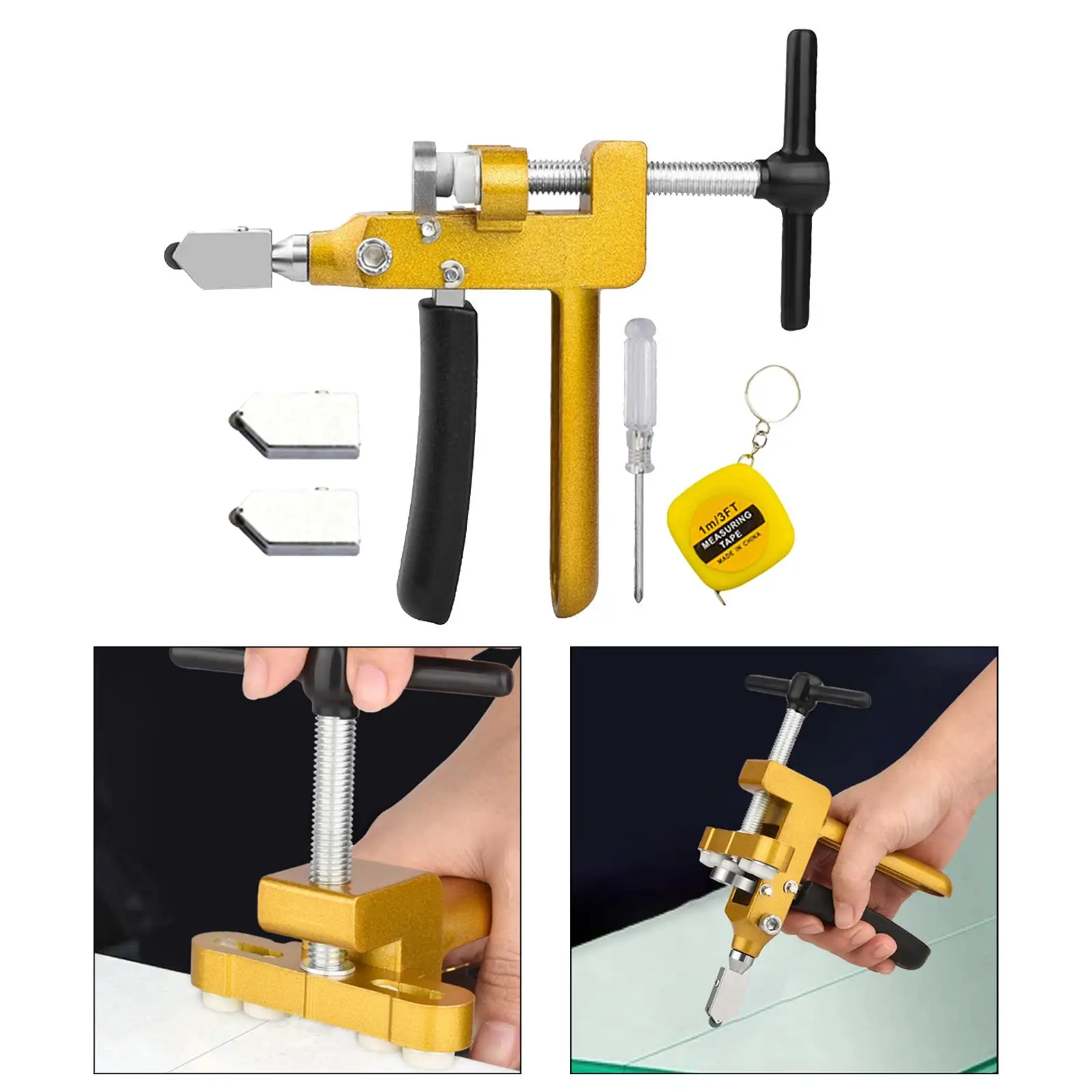 Manual Tile Cutter Tool Handheld Glazed Tiles Multifunctional 3 in 1 Glass Breaking Durable Portable Glass Cutter Hand Tool