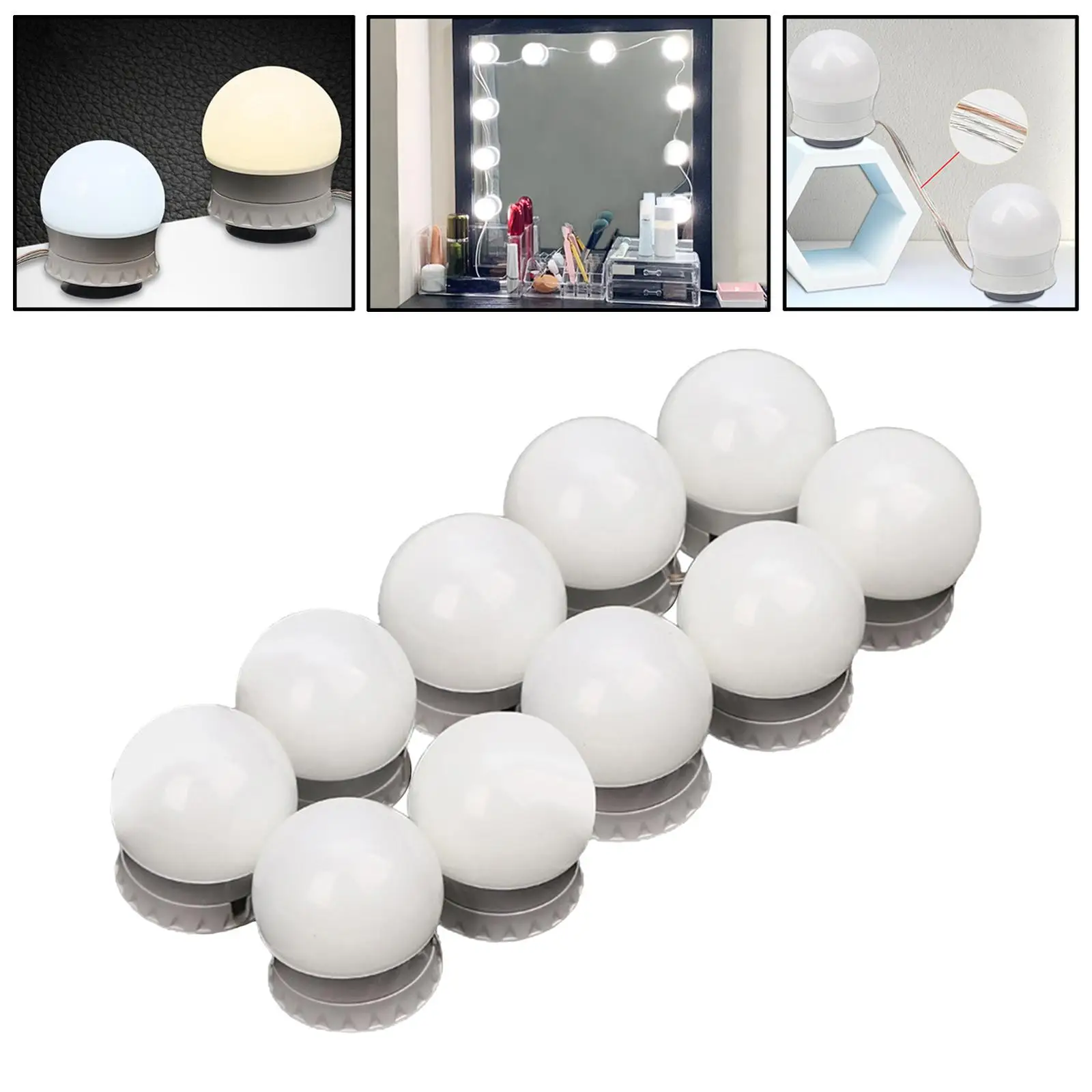 Makeup LED for Mirror With Light Bulbs Vanity Cosmetic Light & Suction Cup