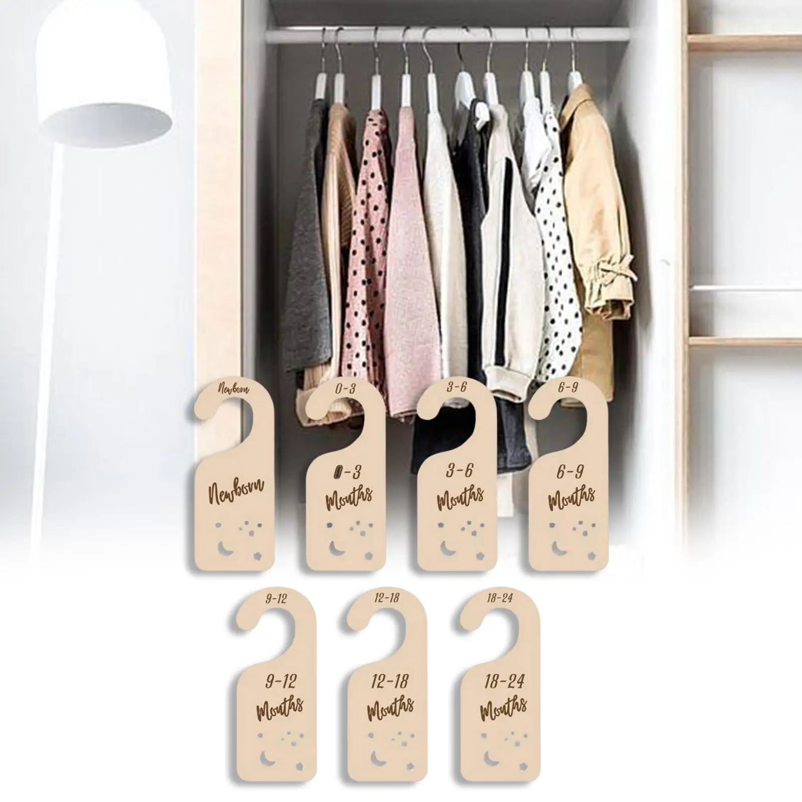 7x Closet Baby Size Dividers Nursery Clothes Organizers Hanging Clothes Dividers for Photography Props