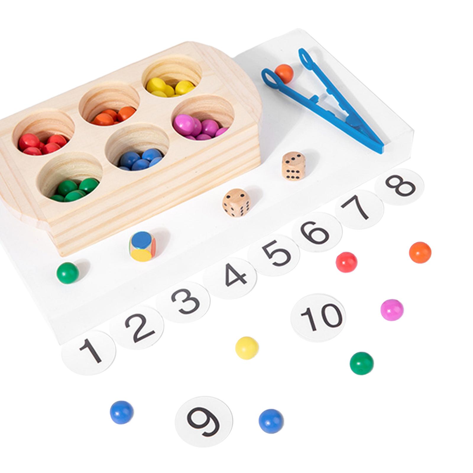 Multi-Colored Wood Counting Bead Color Matching Early Fun Interactive Toys