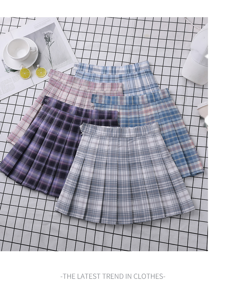 Title 4, Plaid Skirt Pleated High-Waist Women