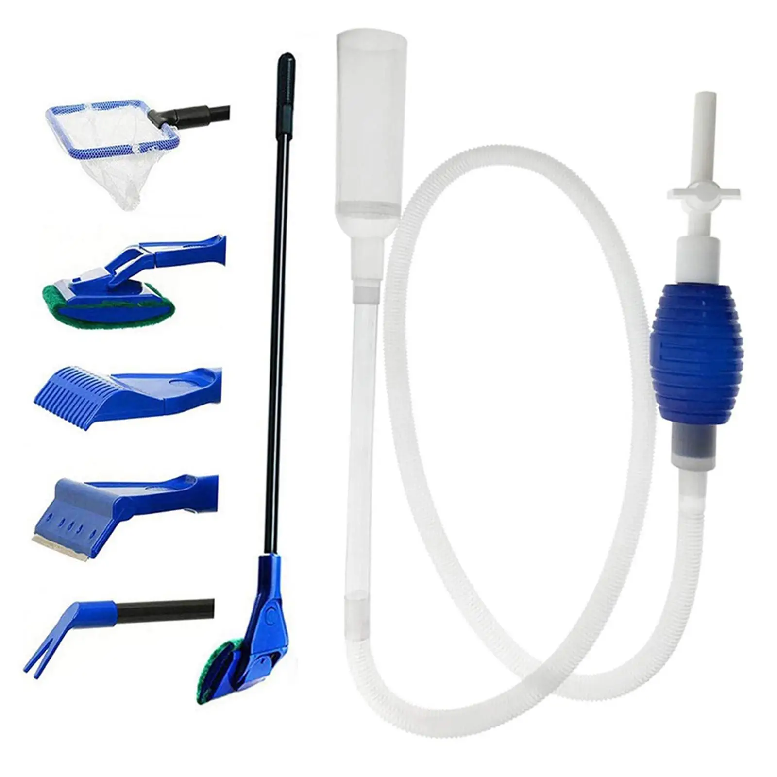 Five Aquarium Tank Cleaning Tool Kit & Aquarium Tank Gravel Cleaner with Siphon Vacuum for Water Cleaning/Changing Tool